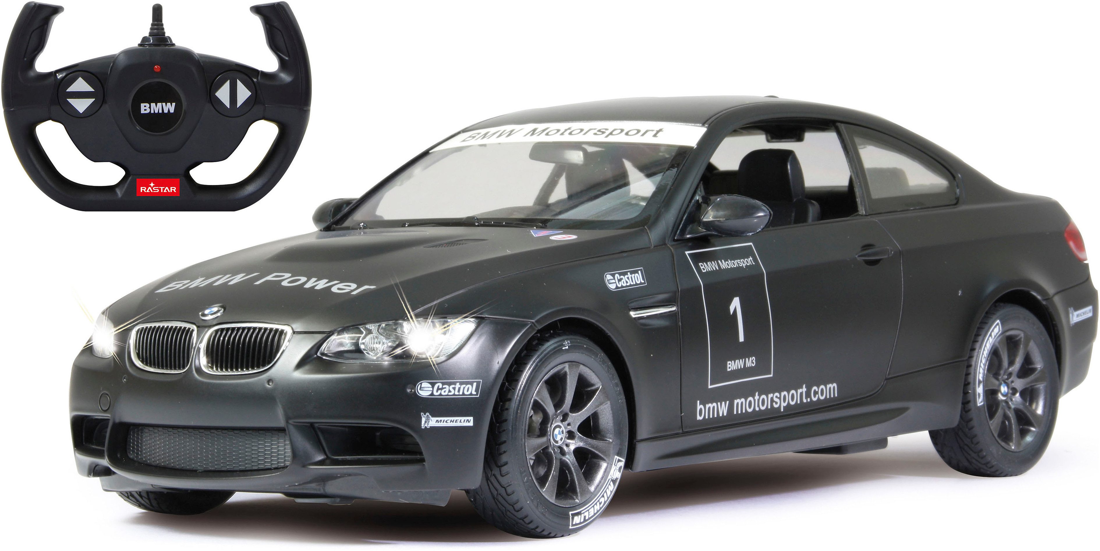 Jamara RC-Auto Deluxe Cars, BMW M3 Sport, 1:14, schwarz, 2,4GHz, mit LED-Licht