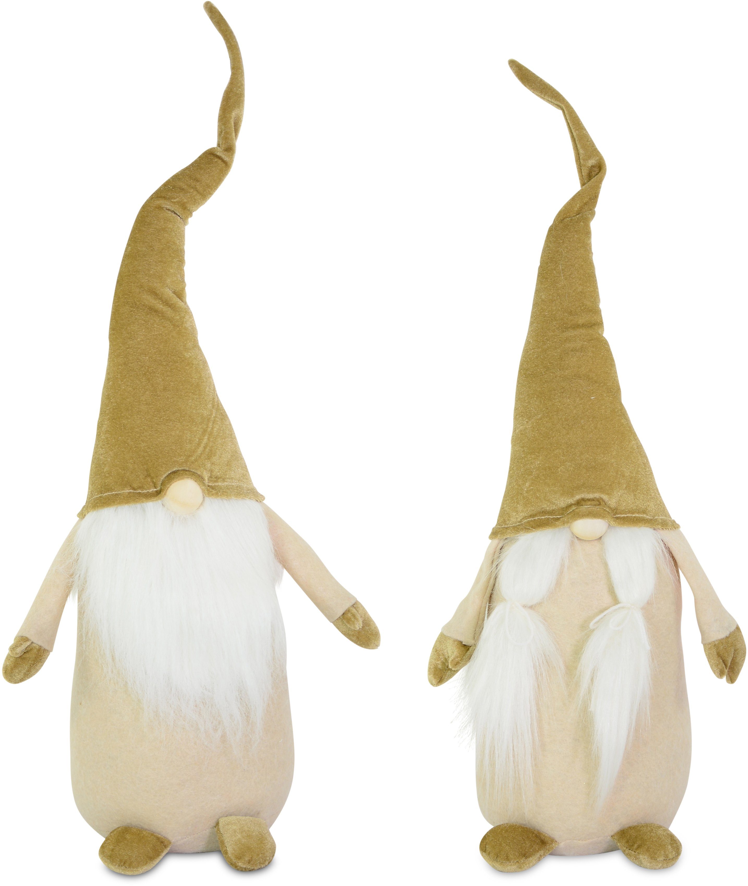 RIFFELMACHER & WEINBERGER Weihnachtsfigur Wichtel Junge und Mädchen, Weihnachtsdeko (Set, 2 St), Wichtel, Höhe ca. 60 cm hellbraun/beige/weiß | Dekofiguren