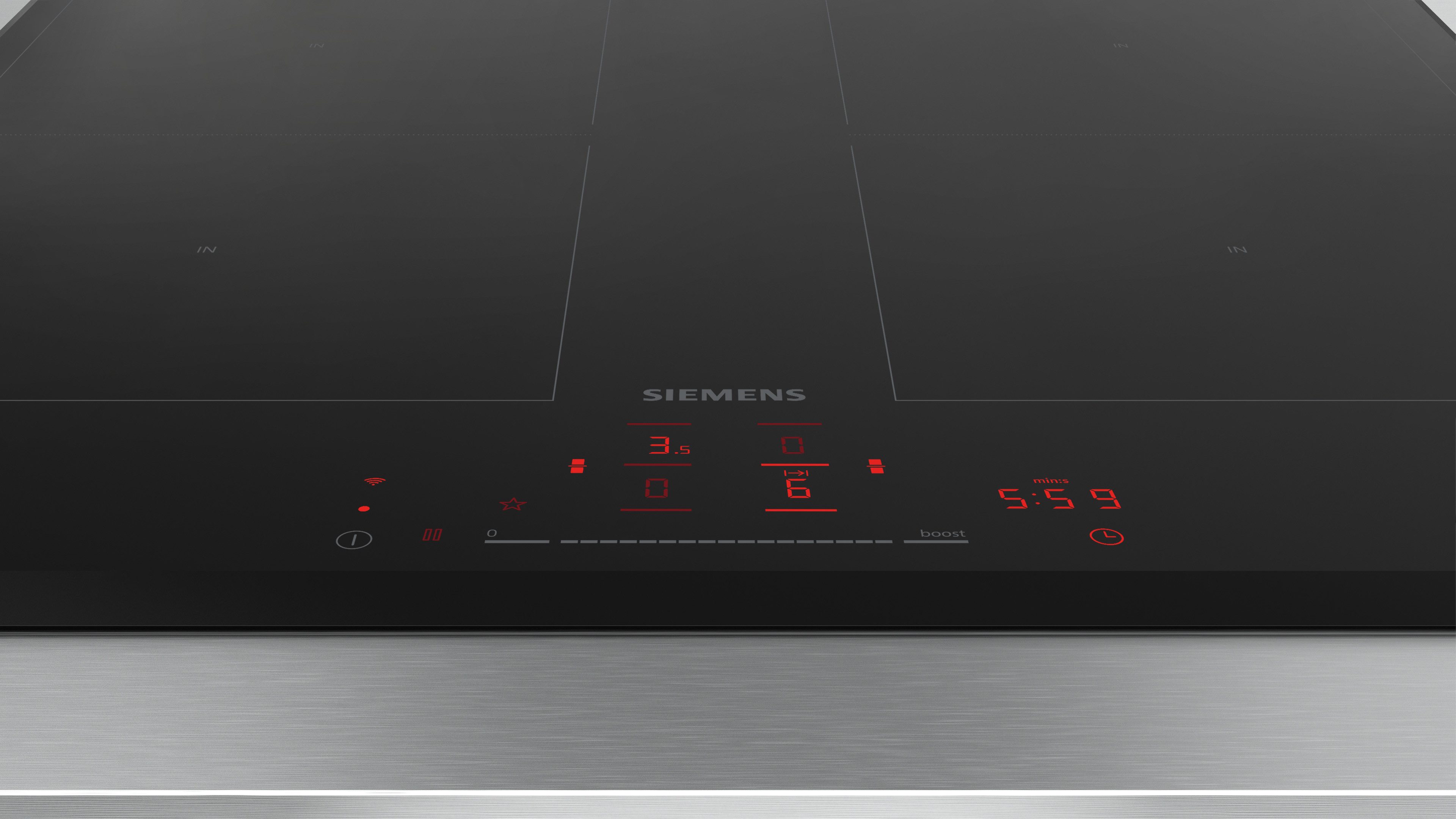 SIEMENS Induktions-Kochfeld iQ500 ED651HQB1E, Große Kochfläche durch verbinden zweier Induktionszonen