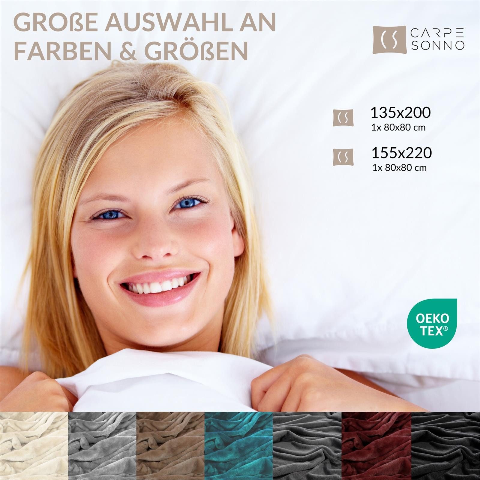 Carpe Sonno Bettwäsche Cashmere Touch Kuschel 135x200 155x220 Winter Teddy Plüsch Fleece Warm, Microfaser-Fleece, 2 teilig, Warme kuschelige Uni Wende Bettwäsch – Bild 5 von 5