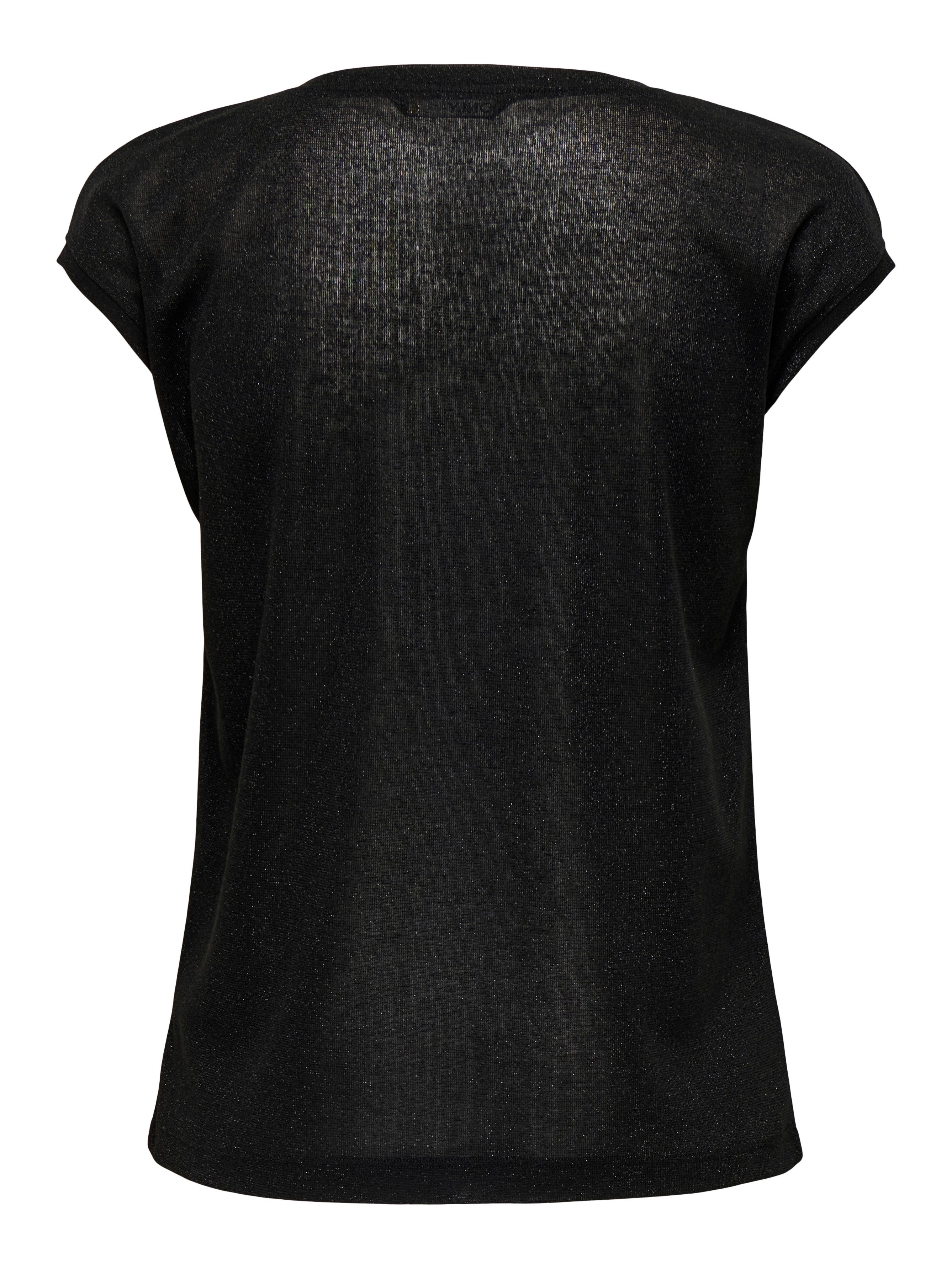 ONLY CARMAKOMA Kurzarmshirt CARSILVERY S/S V NECK LUREX TOP JRS NOOS