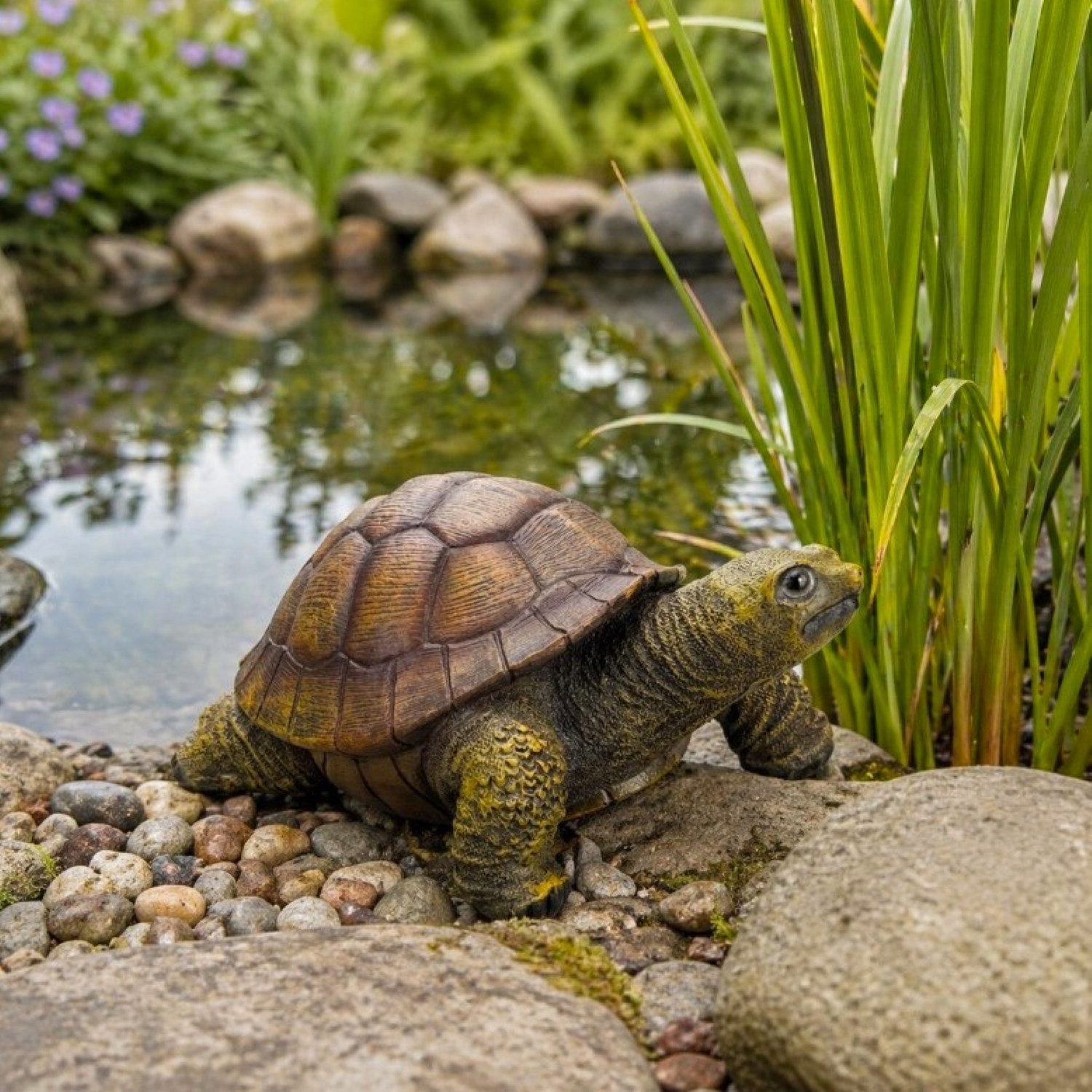 Online-Fuchs Teichfigur Gartenfiguren Schildkröte - Deko Figuren für außen - 22 bis 56 cm groß, (wirkt täuschend echt, wetterfest), aus hochwertigem Kunstharz hergestellt - langlebige Qualität