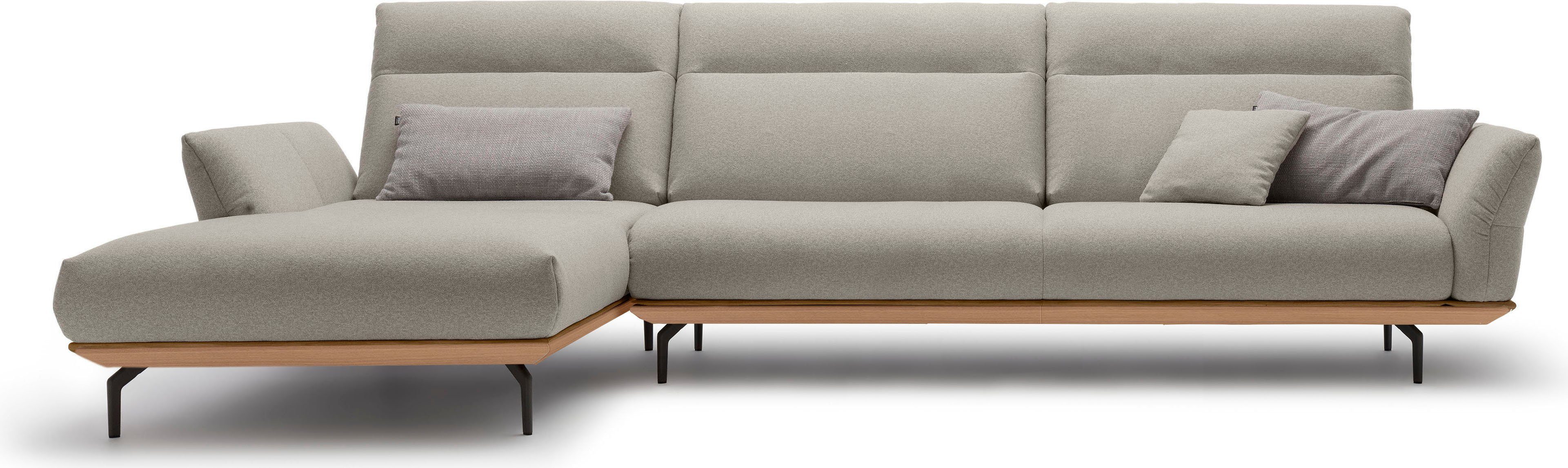 hülsta sofa Ecksofa hs.460, Sockel in Eiche, Winkelfüße in Umbragrau, Breite 338 cm