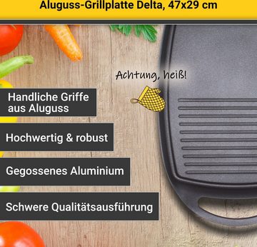 Krüger Grillplatte Delta (1-St), aus Aluminiumguss, für Induktions-Kochfelder geeignet, 47 x 29 cm