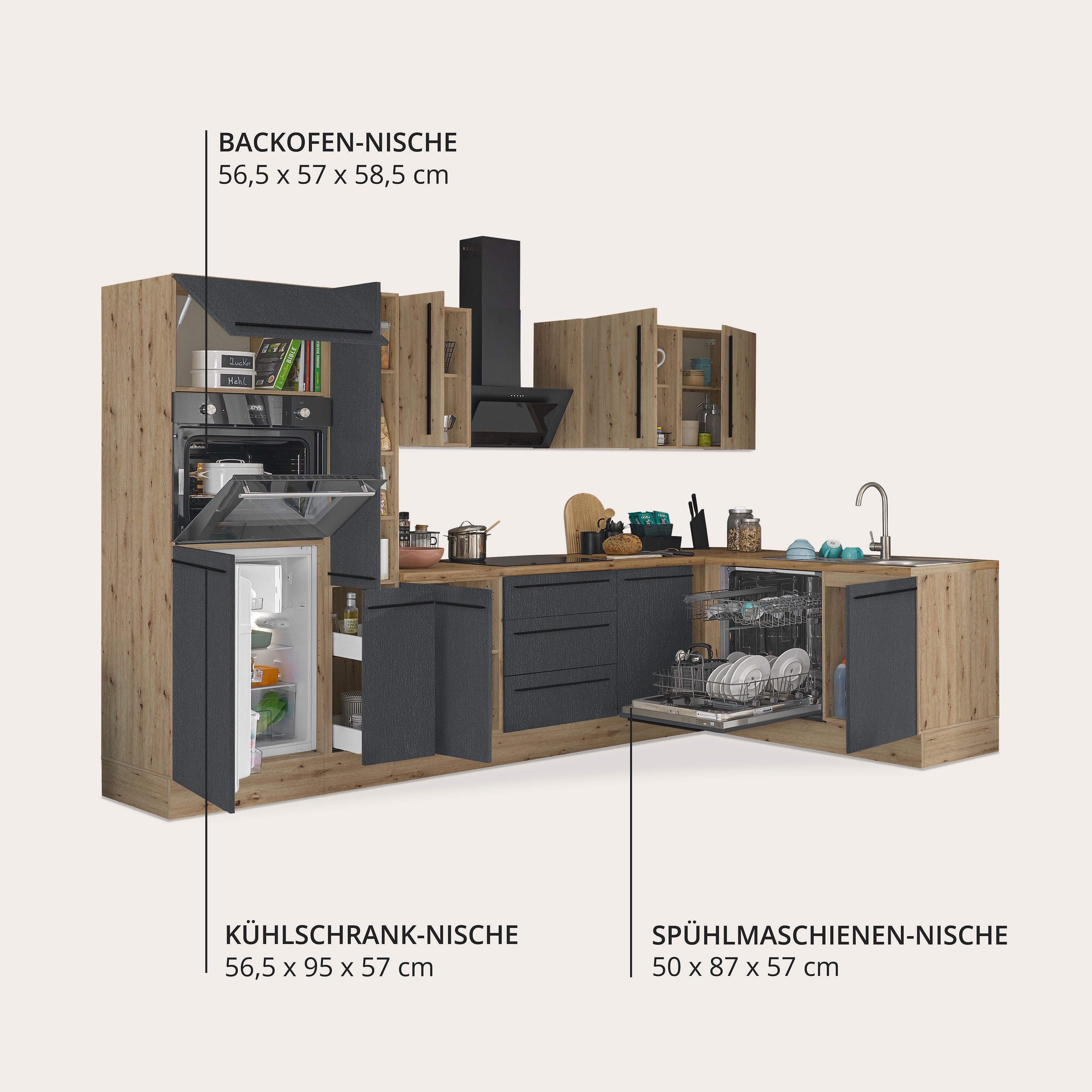 KOCHSTATION Winkelküche Florida, Stellbreite 310x175 cm, wahlweise mit E-Geräten, mit Softclose für Türen und Schubkästen