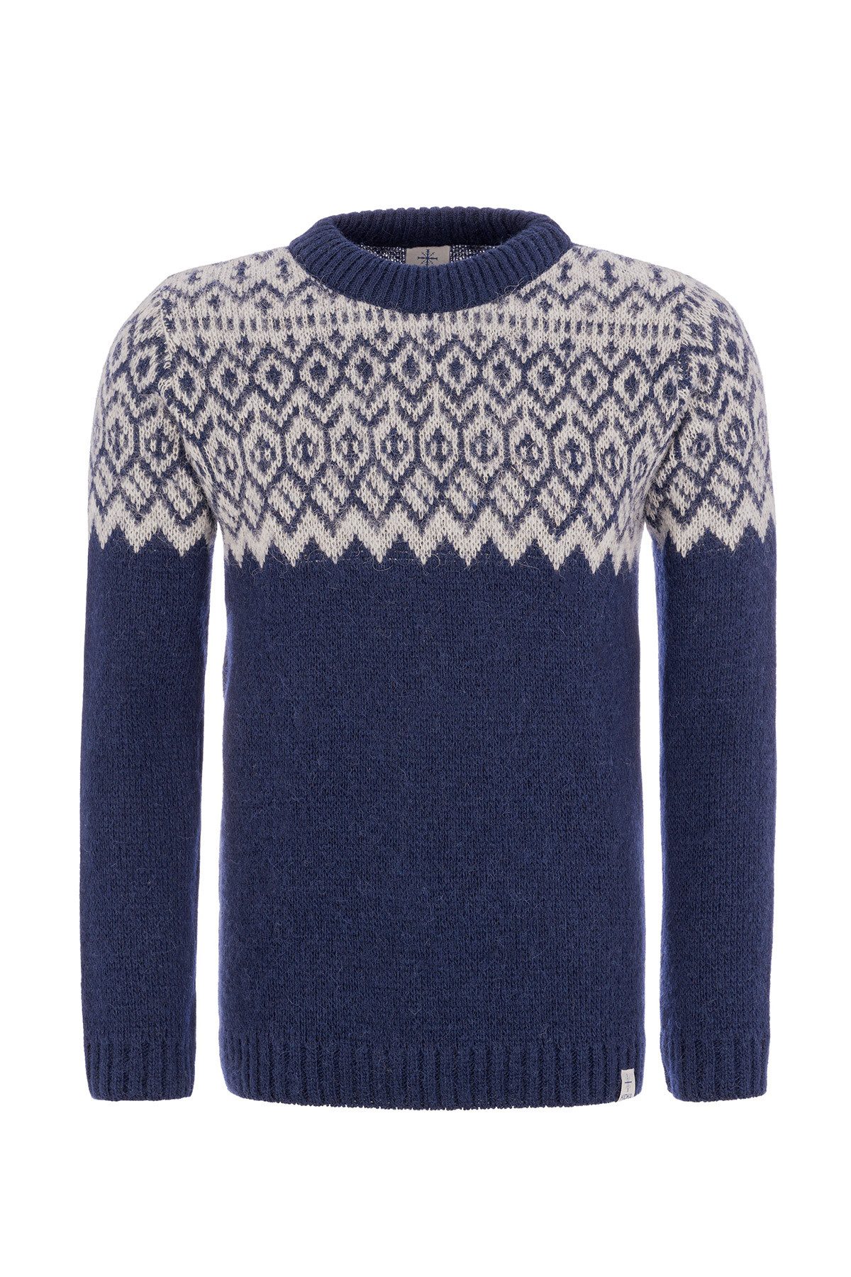 KIDKA Wollpullover Isländischer Pullover - Norwegerpullover für Damen / Herren - blau - aus rauer isländischer Wolle