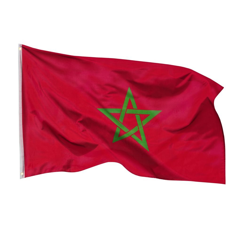 PHENO FLAGS Flagge Marokko Flagge 90 x 150 cm Marokkanische Fahne Marocco (Hissflagge für Fahnenmast), Inkl. 2 Messing Ösen