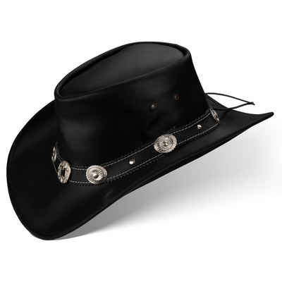 BLACK FOREST FOX Cowboyhut »STAR Cowboy Western Leder Hut« Schwarz Größe XL