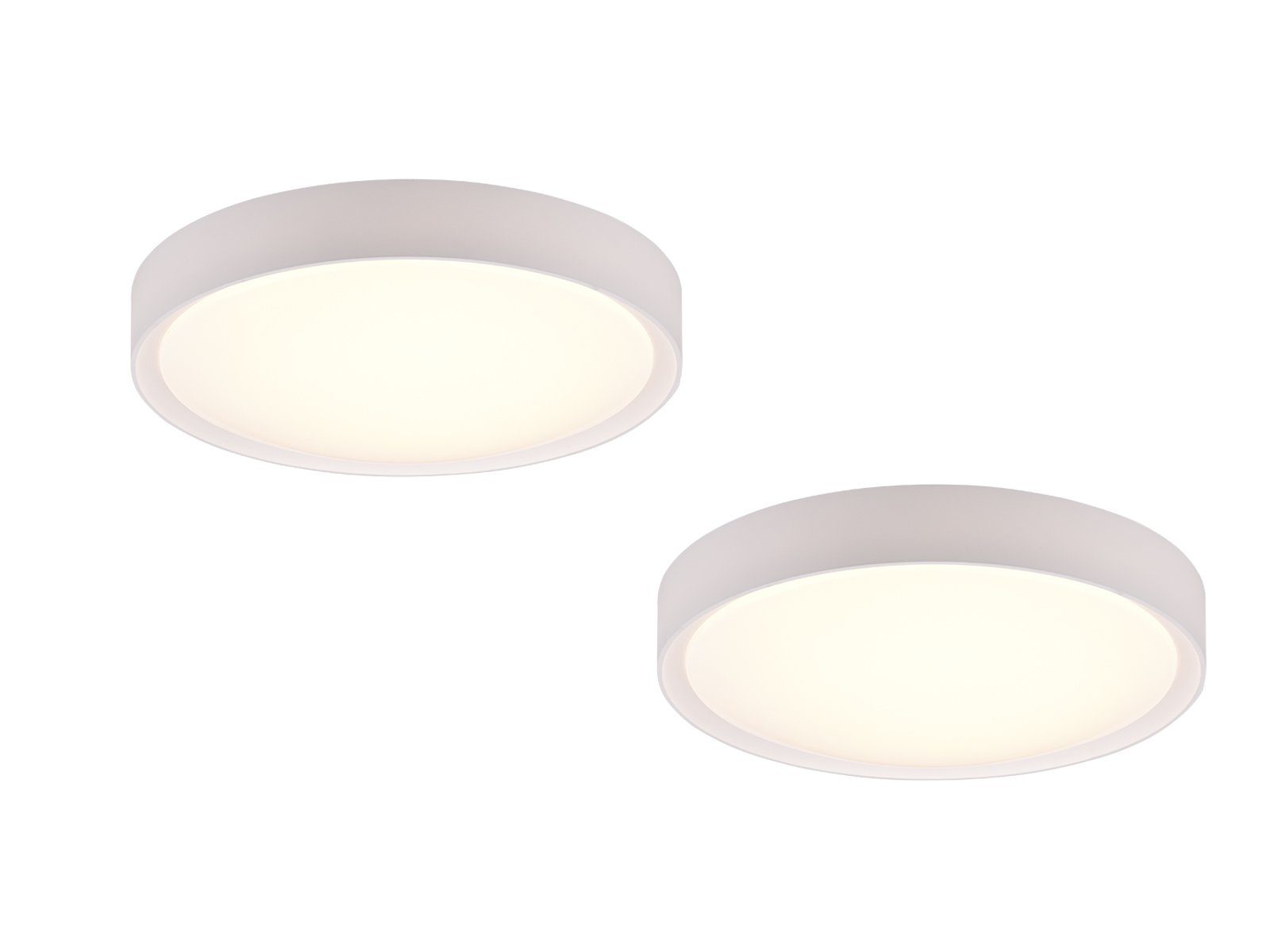 TRIO Leuchten LED Deckenleuchte, LED fest integriert, Warmweiß, 2er Set Badezimmer-Lampen Decke Bad-lampe für Gäste WC Weiß IP44 Ø33cm