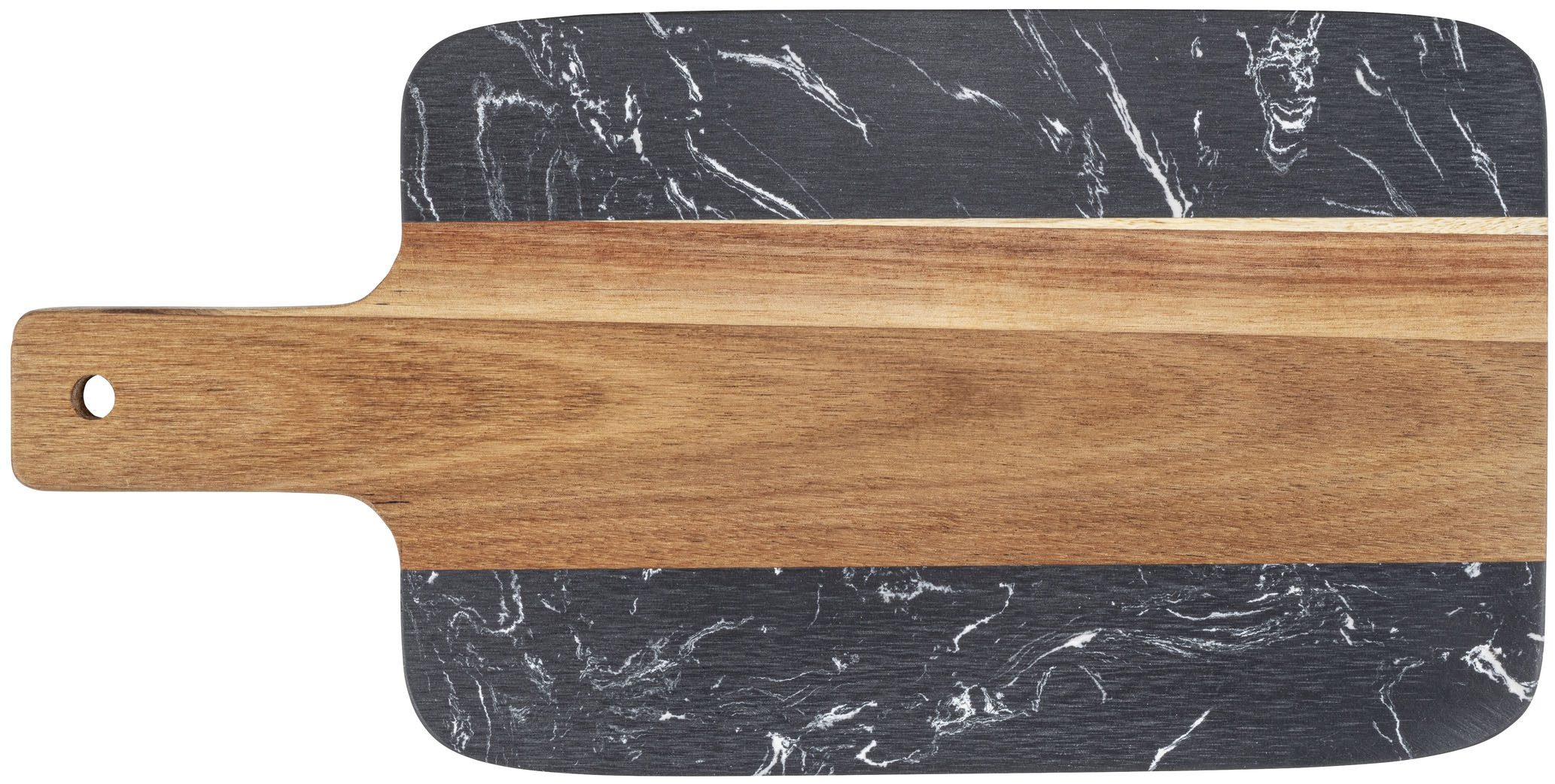 SCHÖNER WOHNEN-Kollektion Schneidebrett Atami, Akazienholz, Massivholz, (1-St), Küchenbrett mit Griff, massives Akazienholz und Marmor, Servierbrett