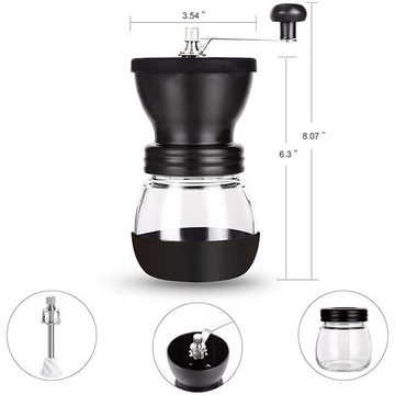 MODFU Kaffeemühle Kaffee Coffee Mühle Handkaffeemühle Hand Espressomühle manuell Tragbar, Kegelmahlwerk, 40,00 g Bohnenbehälter, Edelstahlgriff mit Präzise Mahlgradeinstellung Keramikmahlwerk