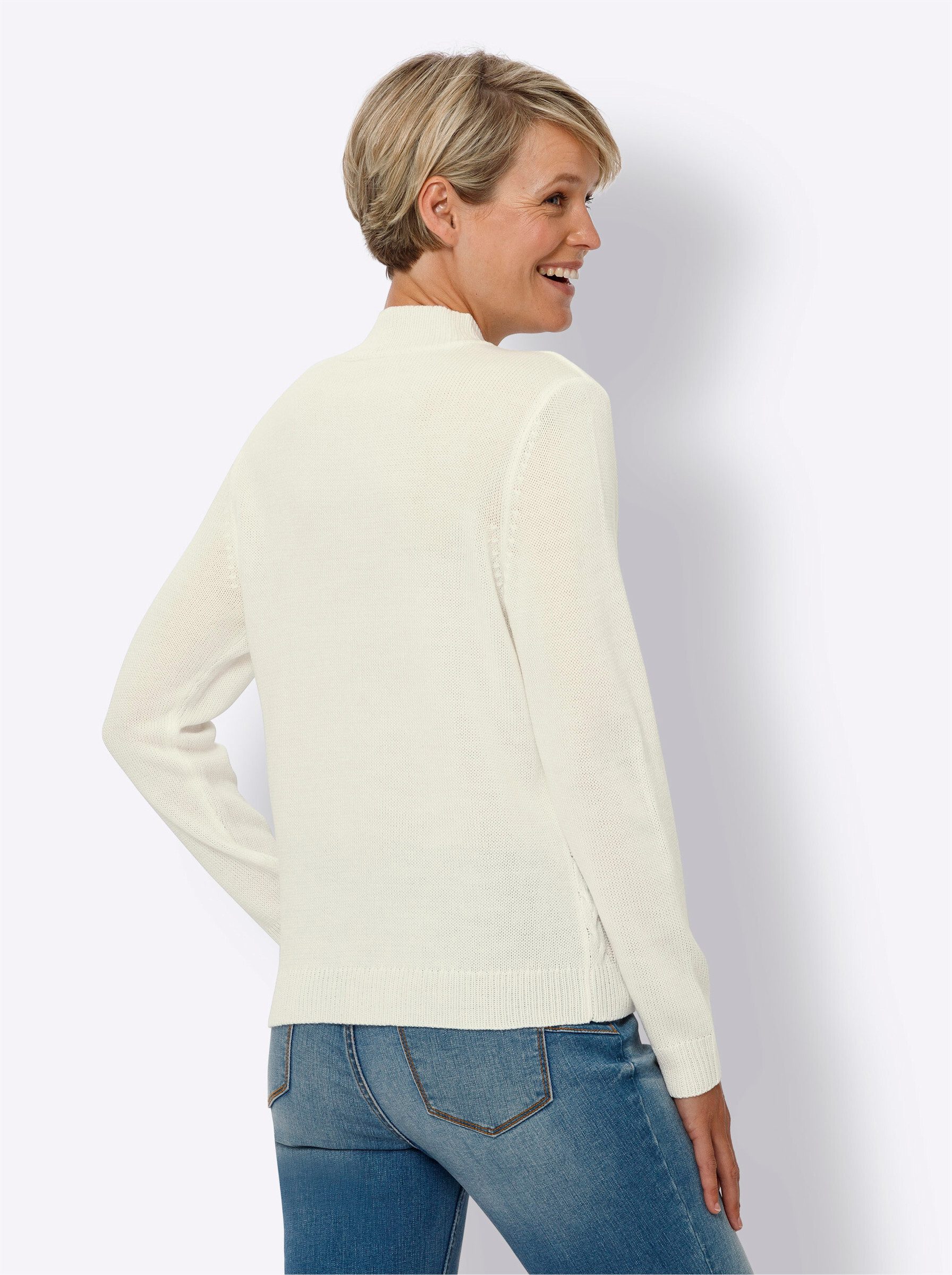 Sieh an! Strickpullover Stehkragen-Pullover Langarm Zopfmuster, Jersey günstig online kaufen