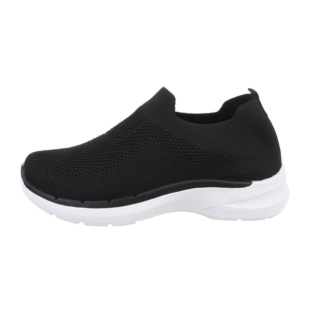 Low Damen Schwarz Sneaker Low-Top Ital-Design in Freizeit Flach Sneakers