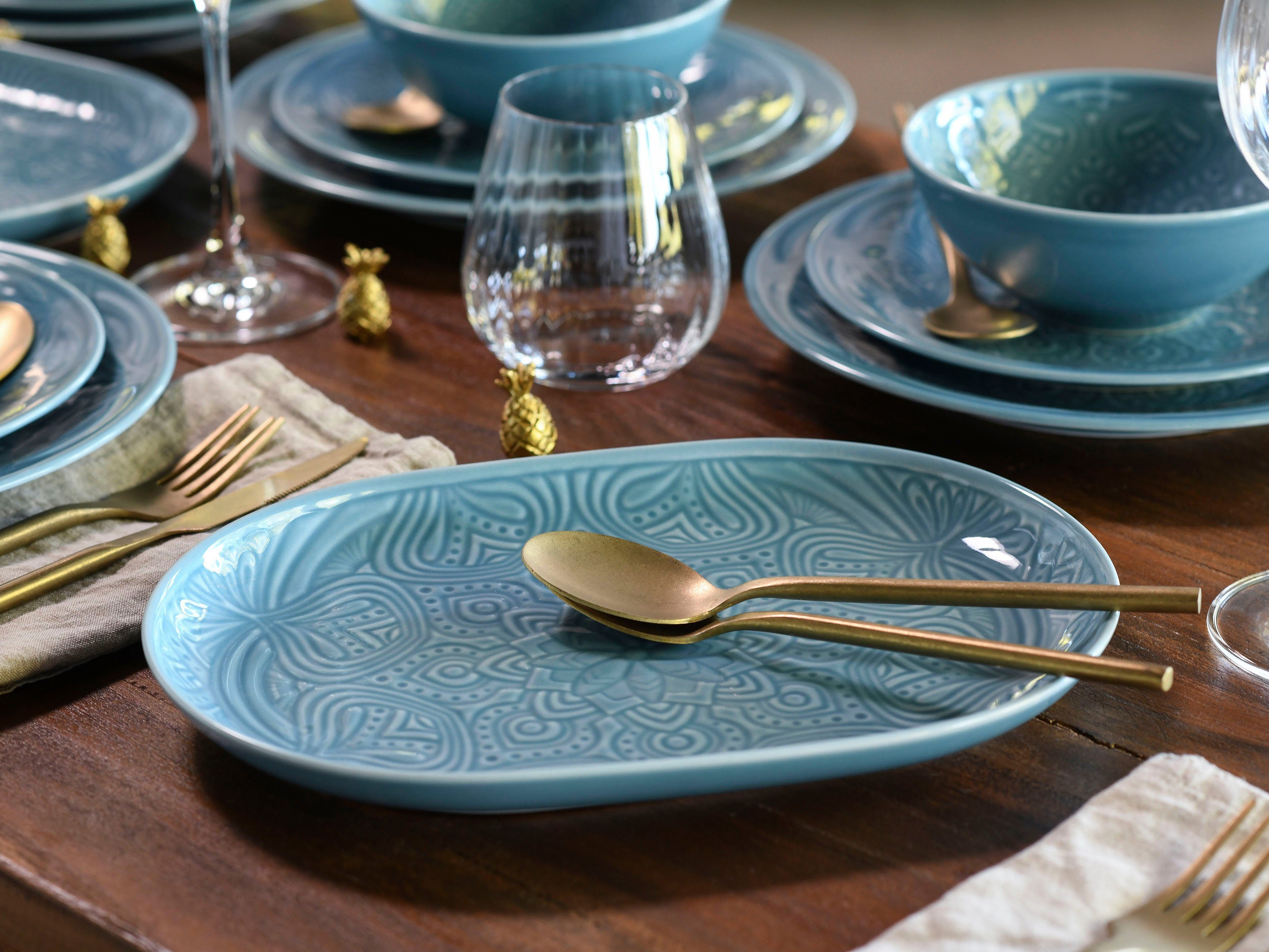 CreaTable Servierplatte Orient Mandala, Porzellan, (Set, 2-tlg), Servierset, je 28x20 cm