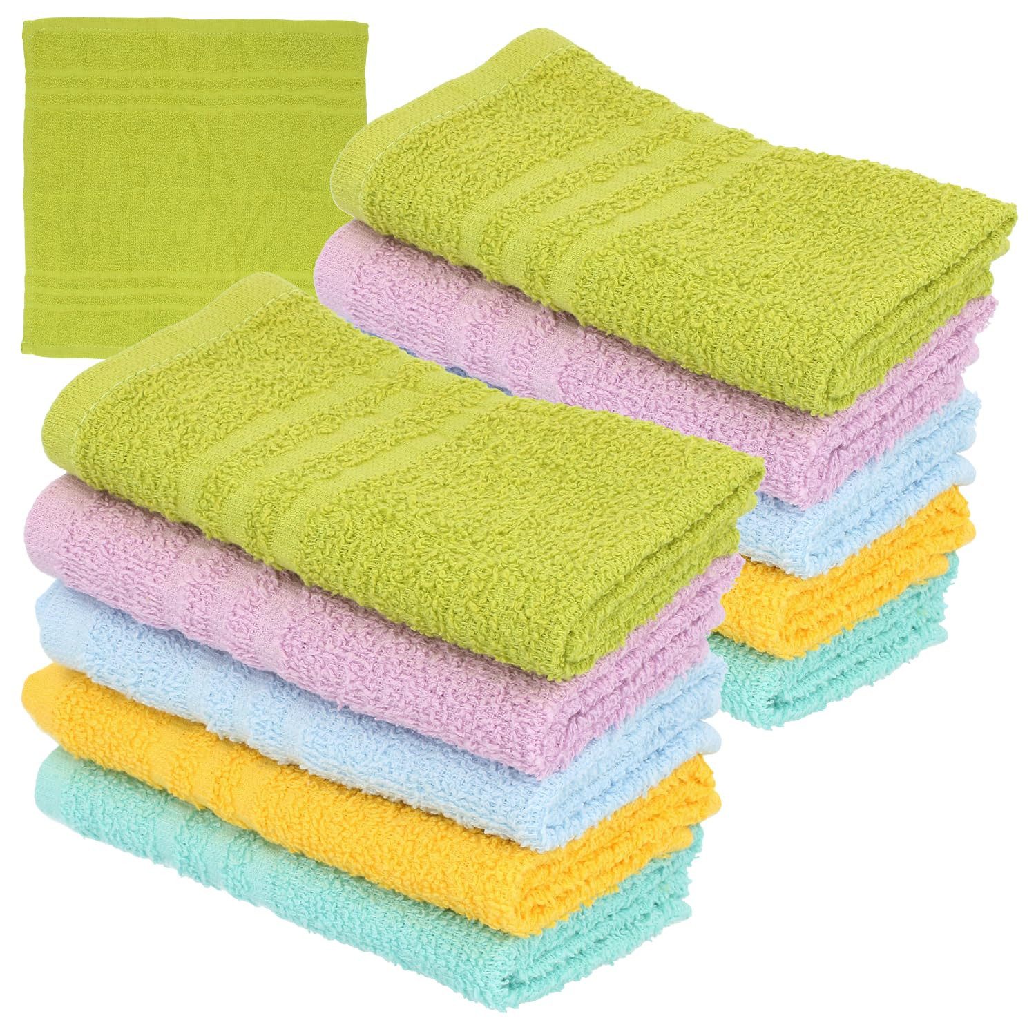 com-four Waschlappen 10er Set Waschlappen 30 x 30 cm, (10-St), Waschtücher aus 100 % Baumwolle