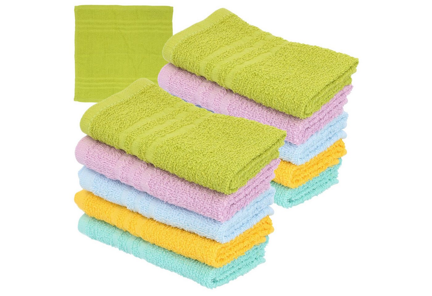 com-four Waschlappen 10er Set Waschlappen 30 x 30 cm, (10-St), Waschtücher aus 100 % Baumwolle