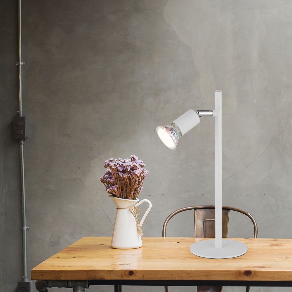 GLOBO LIGHTING Schreibtischlampe, Leuchtmittel nicht inklusive, Tischlampe Leselampe Tischleuchte weiß Spot beweglich