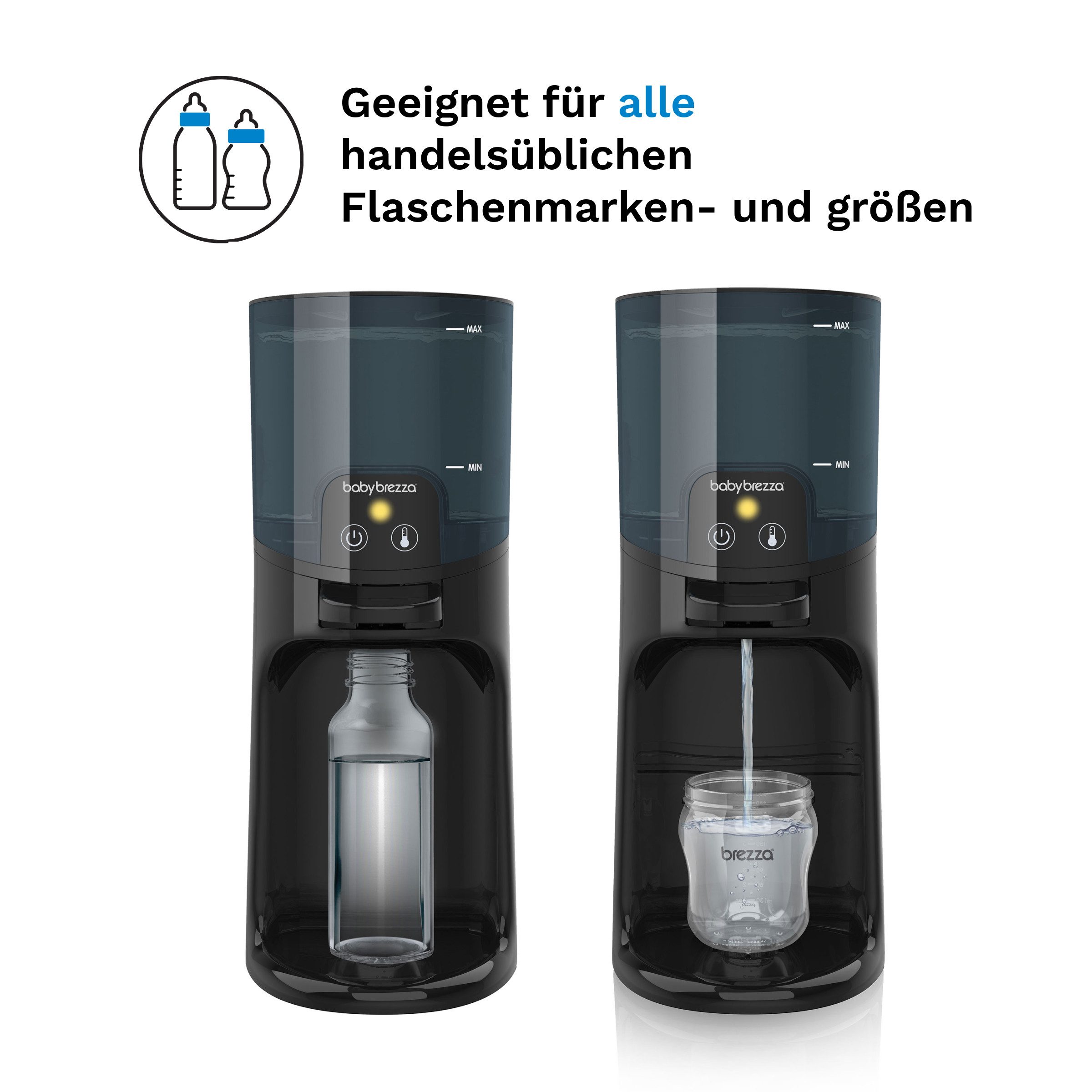 Baby Brezza Babyflaschenwärmer Wasserwärmer für Babynahrung mit 3 Temperaturstufen & Schnellfunktion, Sofort warmes Wasser mit 3 Temperaturstufen – ideal für Fläschchen