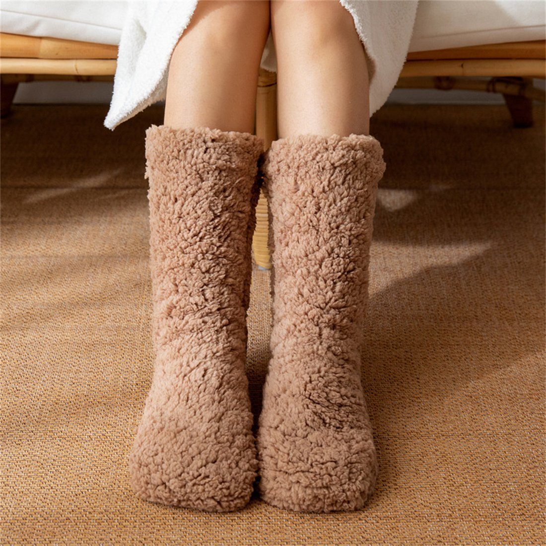 DÖRÖY Thermosocken Damen Winter warme Schlafsocken, Hausboden Socken Schnee Socken Kaffee