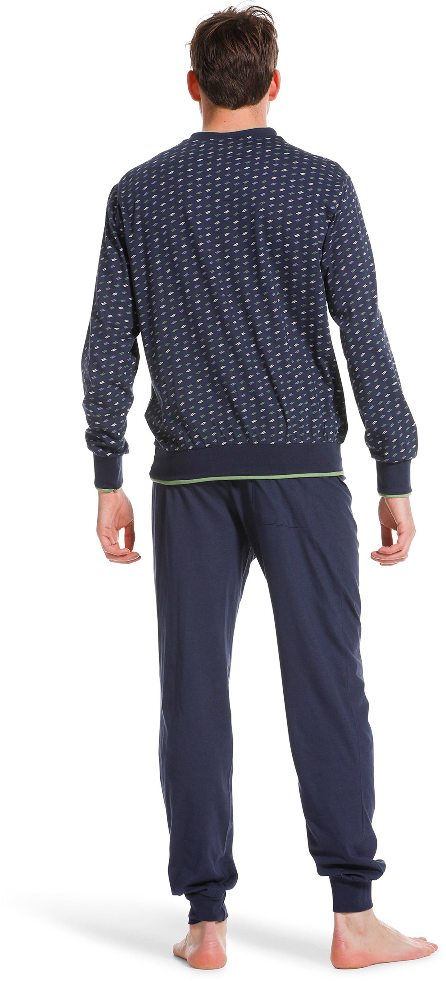 Pyjama Baumwolle Bündchen Herren (2 tlg) mit Schlafanzug Pastunette