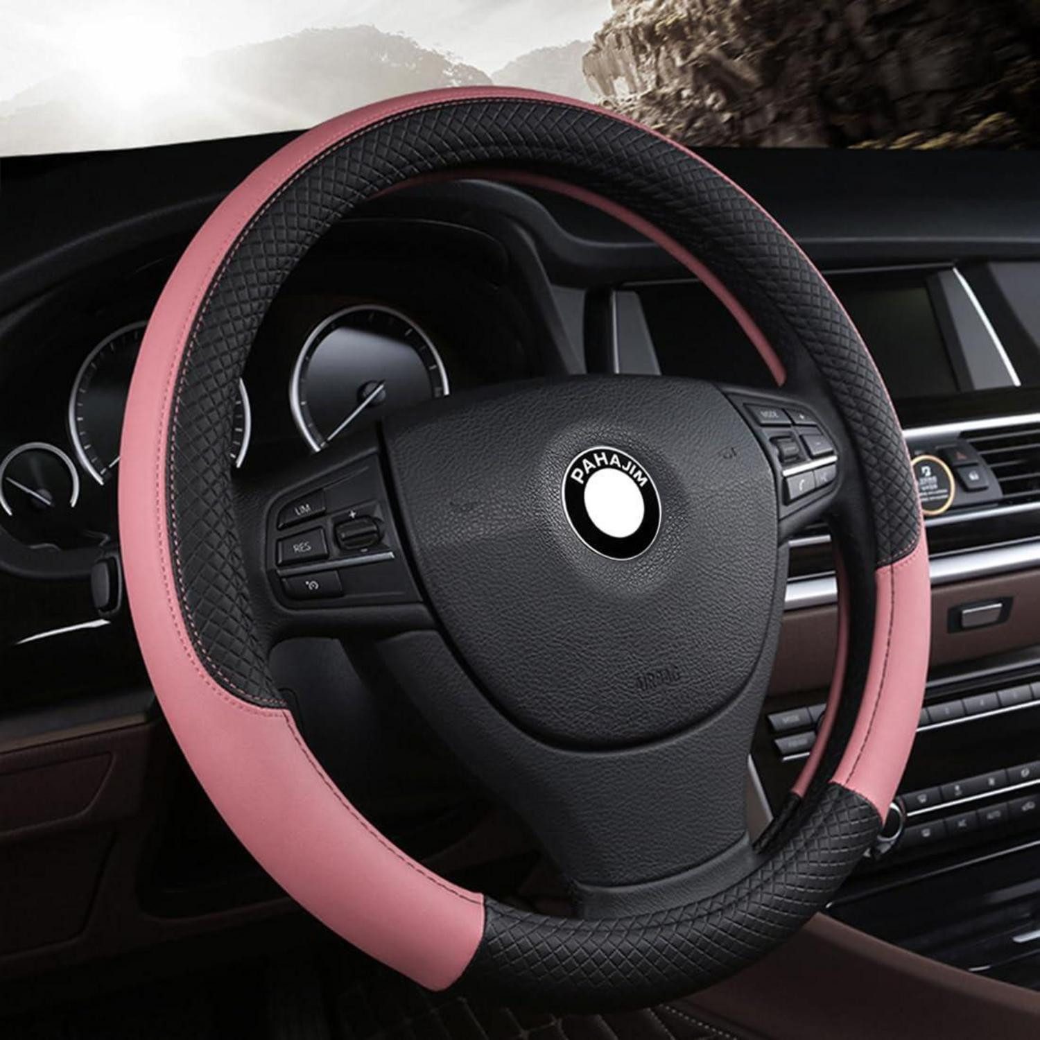 LuxusKollektion Lenkradbezug Lenkradbezug 37 38 Antirutsch Atmungsaktiv Universal Rund Rosa in
