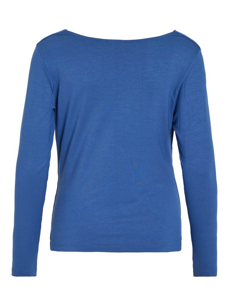 Vila Langarmbluse VISELMINE WATERFALL NECK L/S TOP/PB Bijou Blue