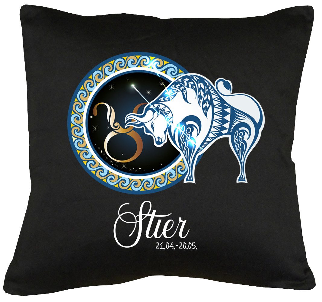 TShirt-People Dekokissen Sternzeichen Stier Kissen mit Füllung 40x40cm