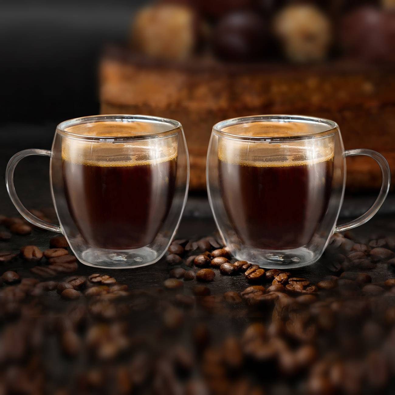 Creano Teeglas Thermoglas Espressoglas hoch mit Henkel 2er Set; 100ml, 2-tlg., Borosilikatglas, 2 Gläser