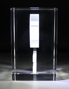 VIP-LASER Dekofigur VIP-LASER 3D Glas Kristall Quader XL Smiley mit Text Dont Worry be hap, Hochwertige Geschenkbox, Made in Germany, Familienbetrieb