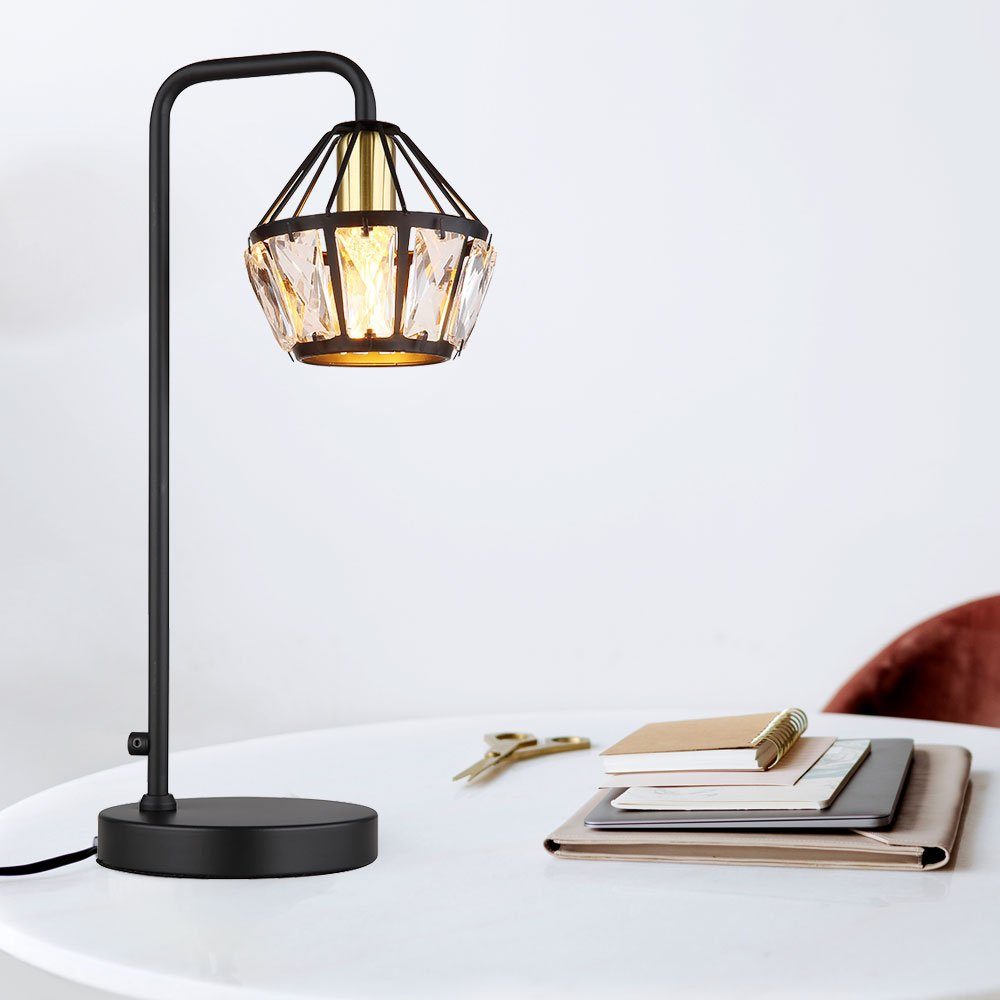 GLOBO LIGHTING Tischleuchte, Leuchtmittel nicht inklusive, Tischlampe rauch Leseleuchte Lampe Tischleuchte Glaskugel H 43 cm