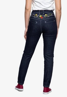 QueenKerosin Slim-fit-Jeans 50s Western Look mit Stickerei