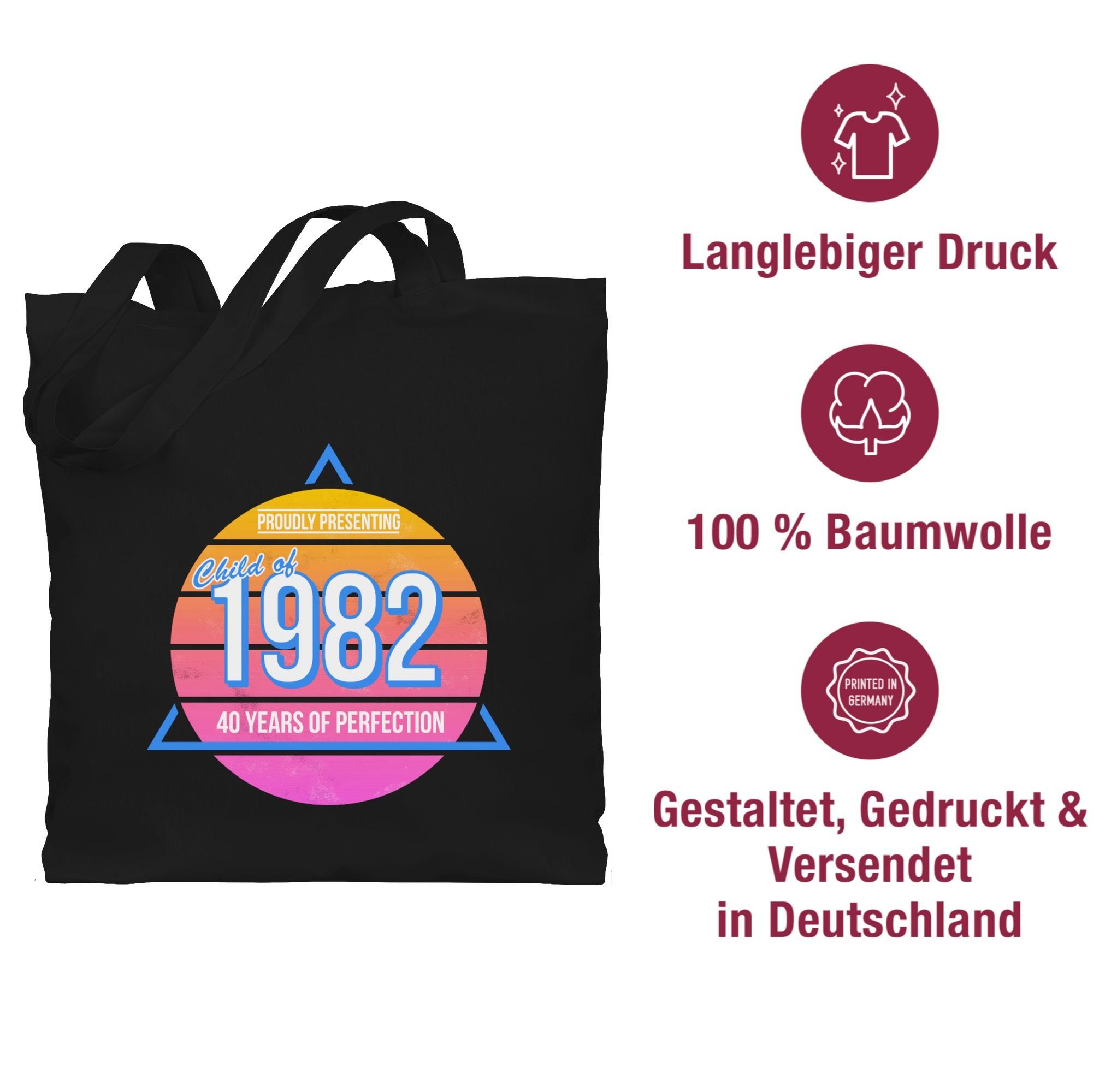 Geburtstag 2 Vierzig, 1982 Umhängetasche Child Shirtracer Retro Schwarz 40. of