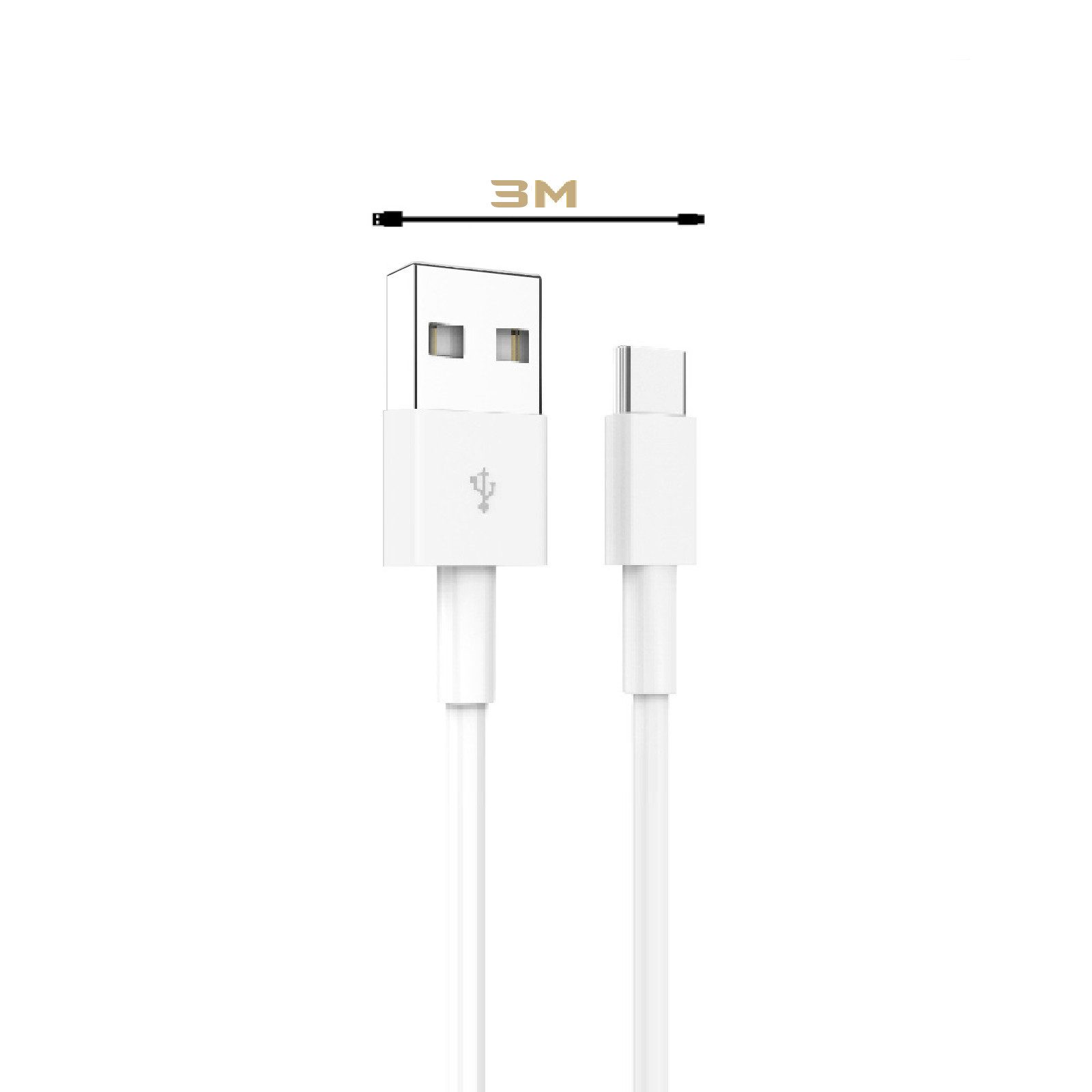 MobileKing USB-A auf USB-C Schnellladekabel Weiß USB-Kabel, USB Typ A, USB-C (300,00 cm), Schnellladen, Datenübertragung