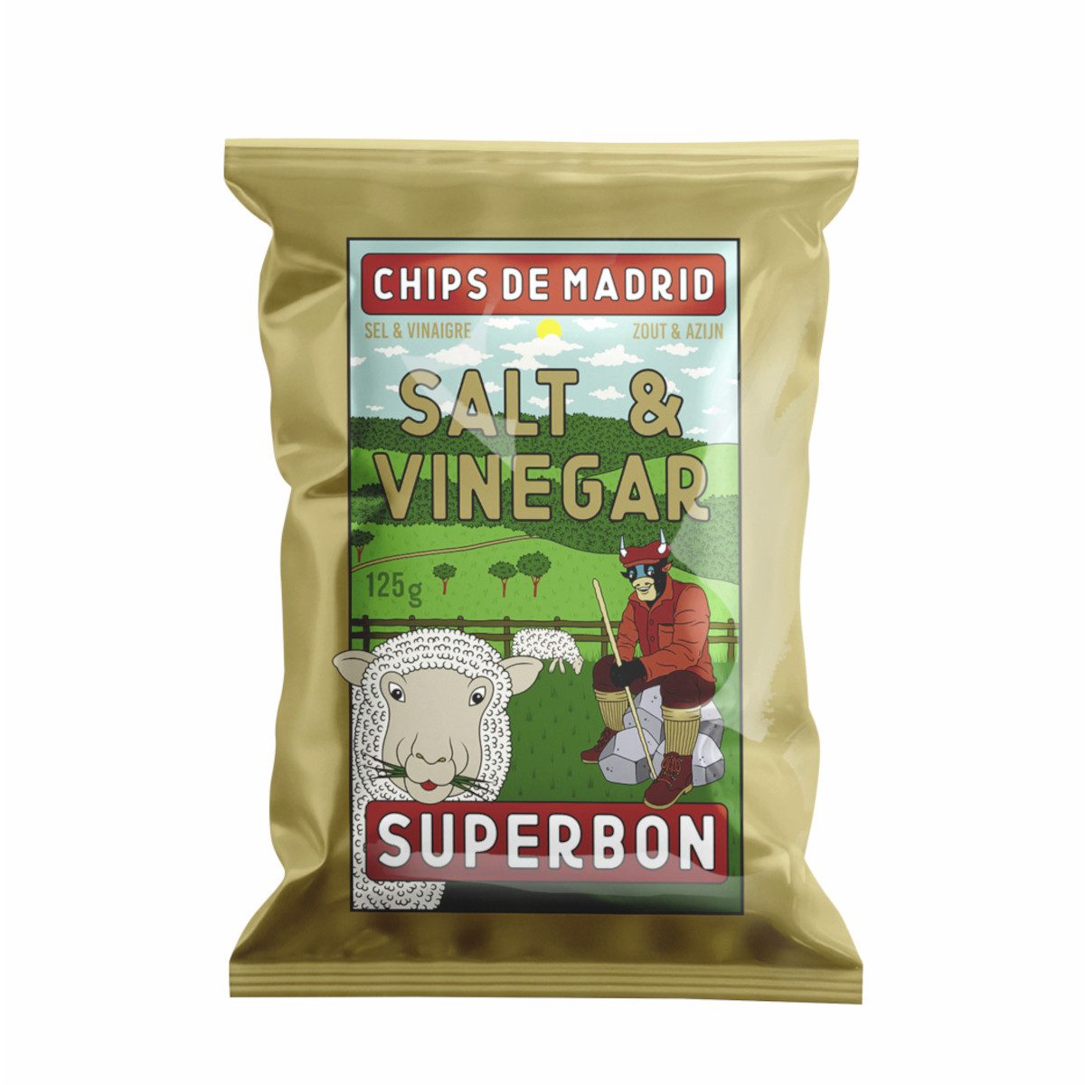 Superbon Knabberei, Superbon Chips Salt and Vinegar Kartoffelchips mit Salz Essig 125g