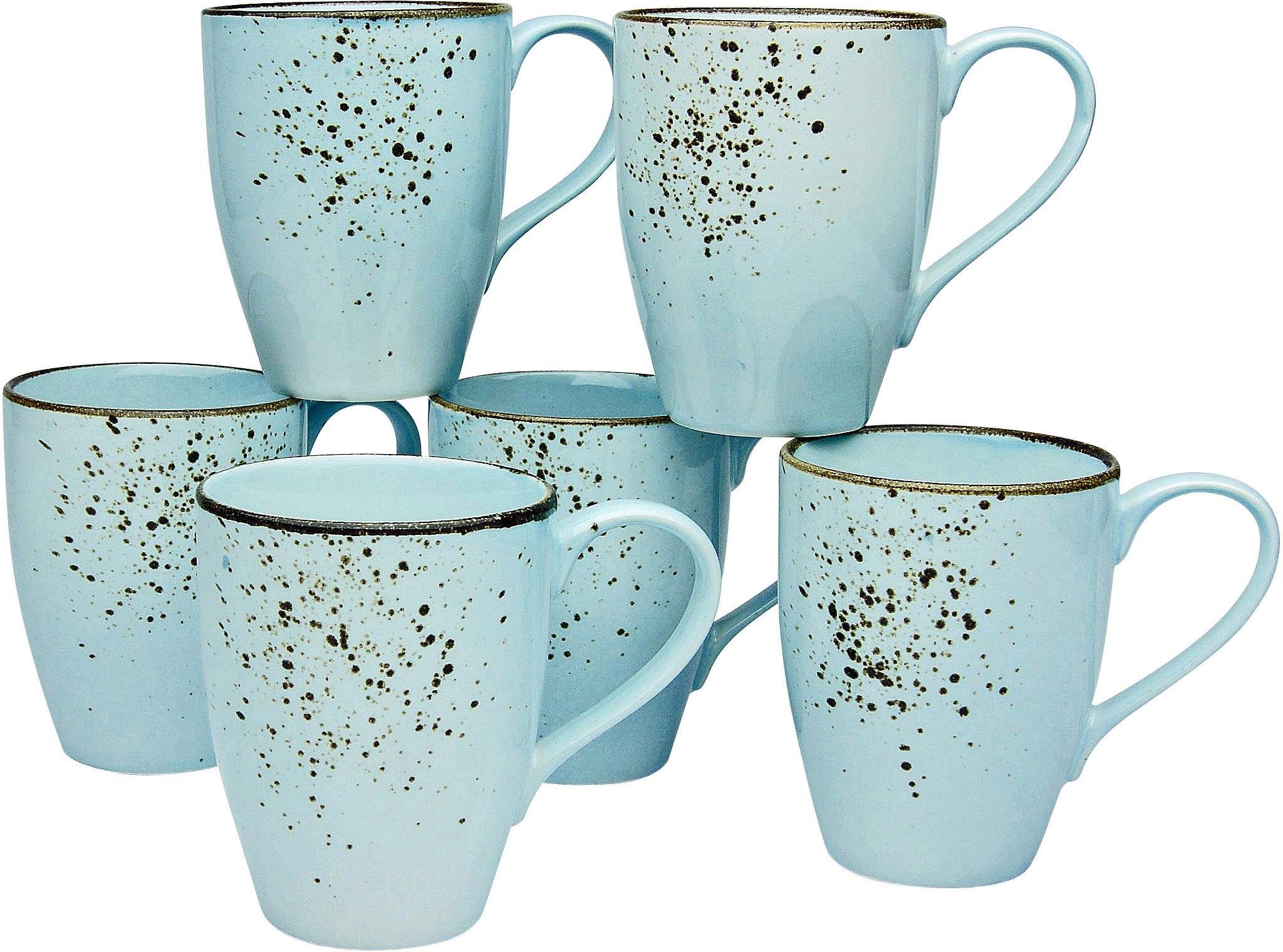 CreaTable Becher Kaffeebecher NATURE COLLECTION, Steinzeug, Tassen Set, 6-teilig