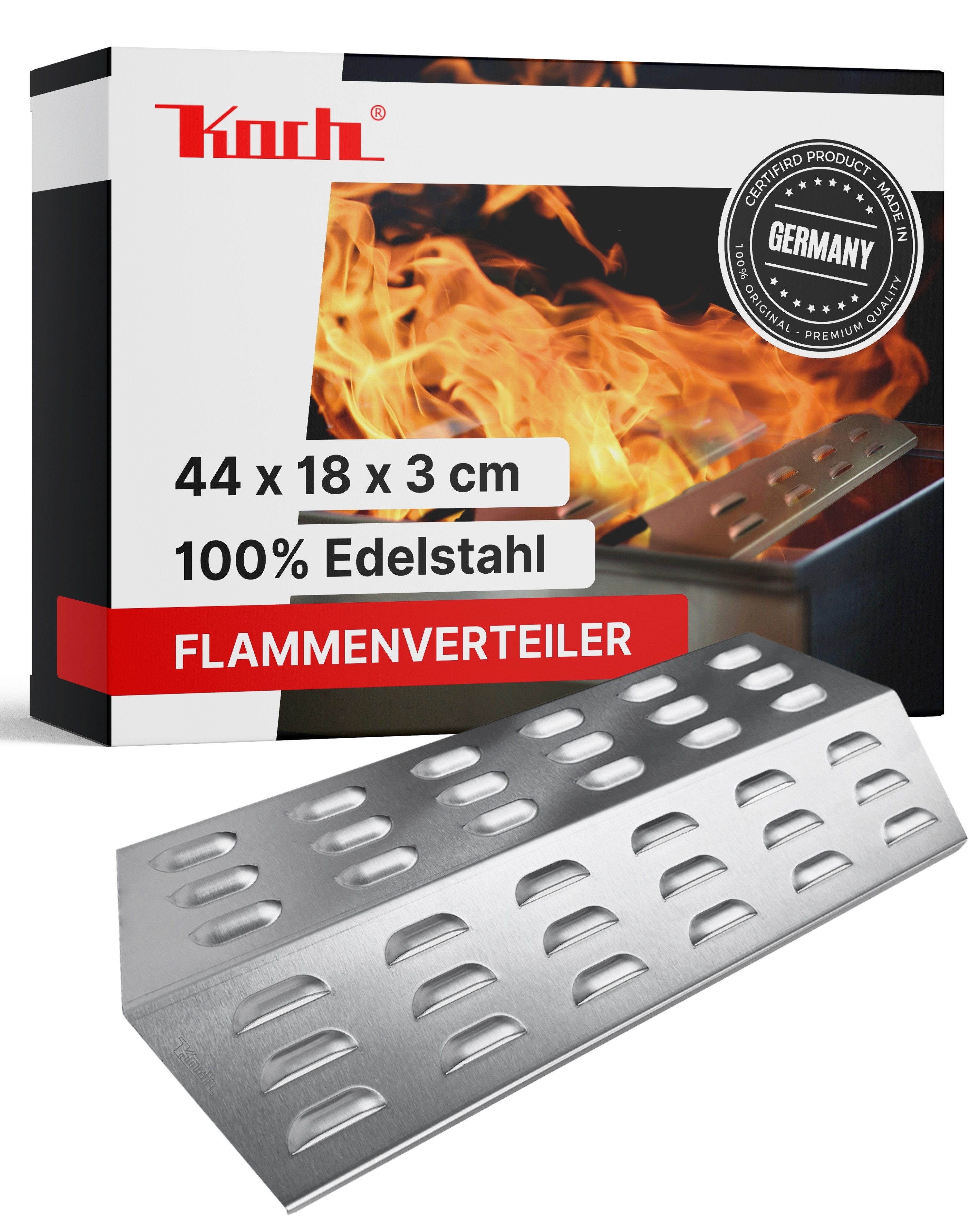 Koch Grillerweiterung Flammenverteiler Edelstahl 44 x 18 cm z.B. für TAINO MAHTO, ABINGTON