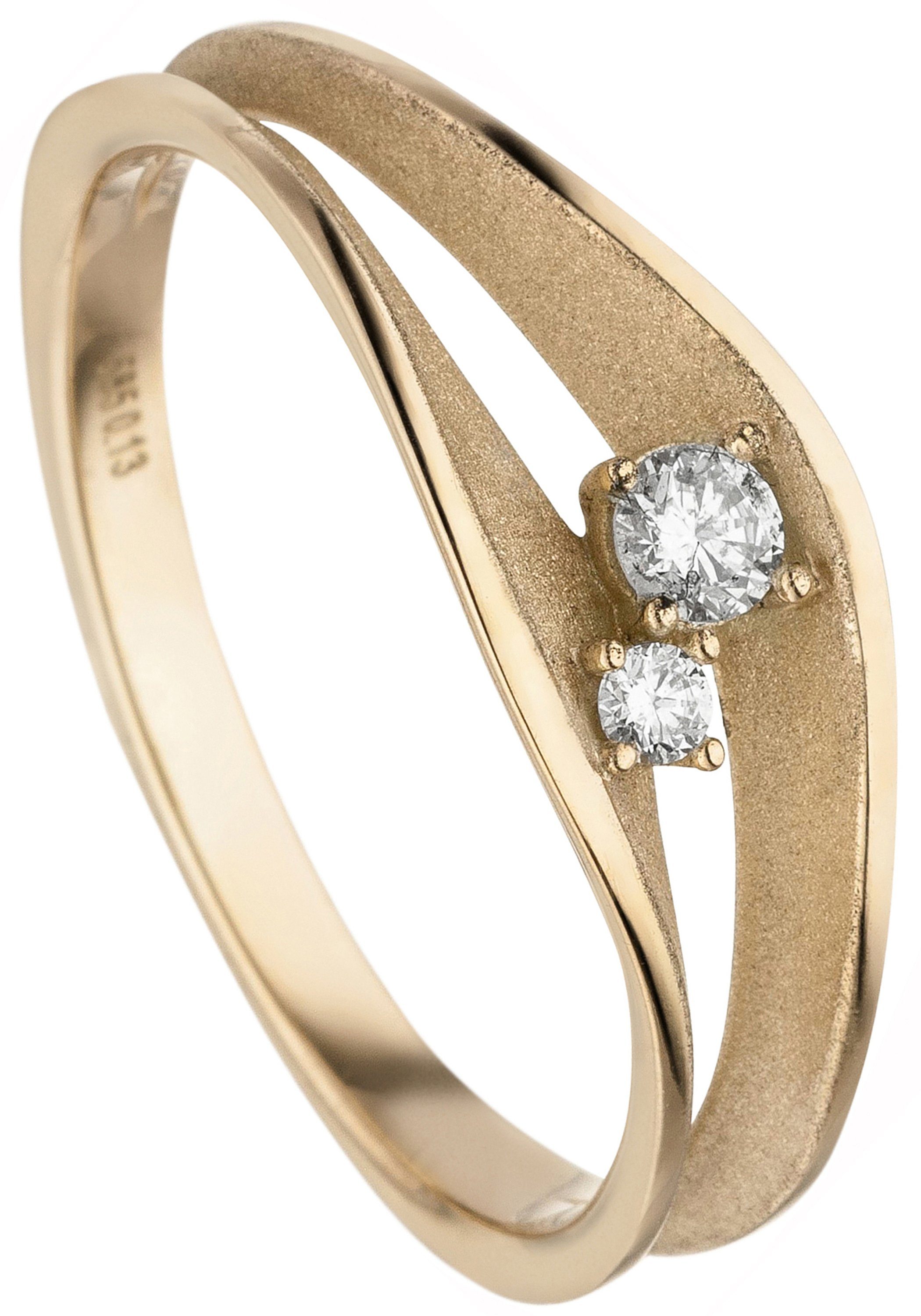 JOBO Fingerring Ring mit 2 Diamanten, 585 Gold