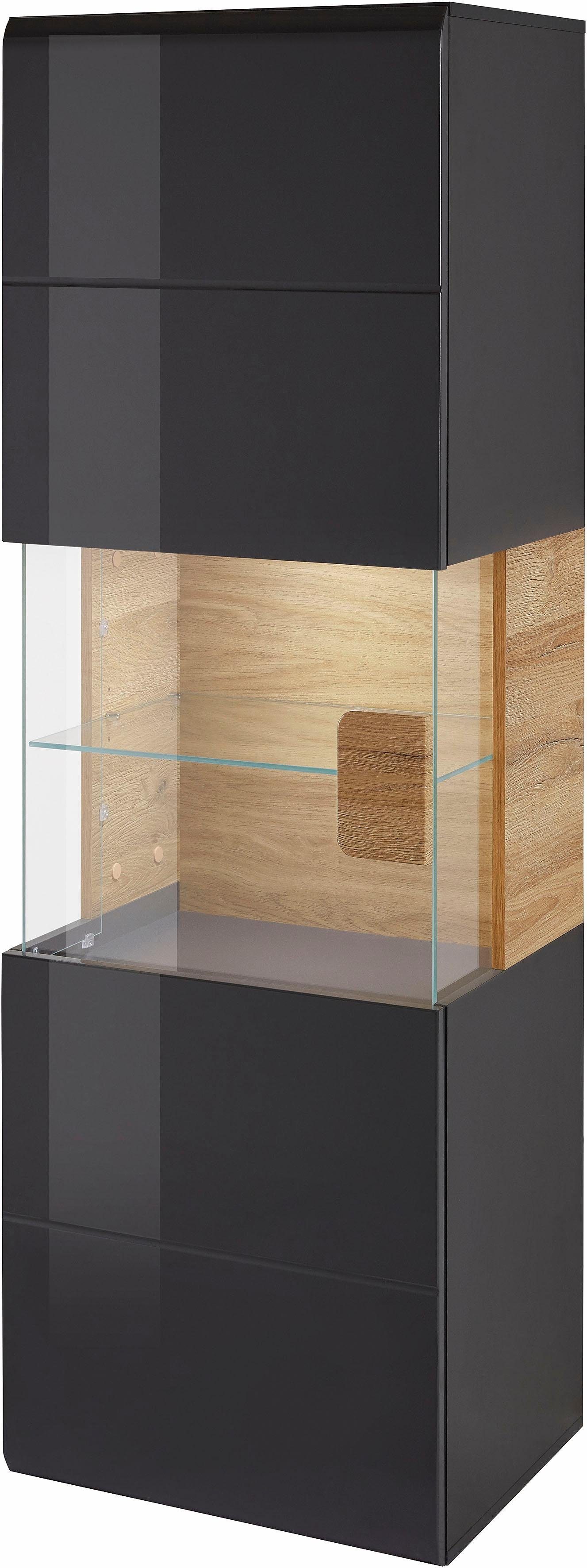 OTTO home Hängevitrine Toledo,Höhe 159 cm trendige Glasvitrine mit dekorative MDF-Front Vitrine mit Glasfront, ohne Beleuchtung, viel Stauraum, hochglanz