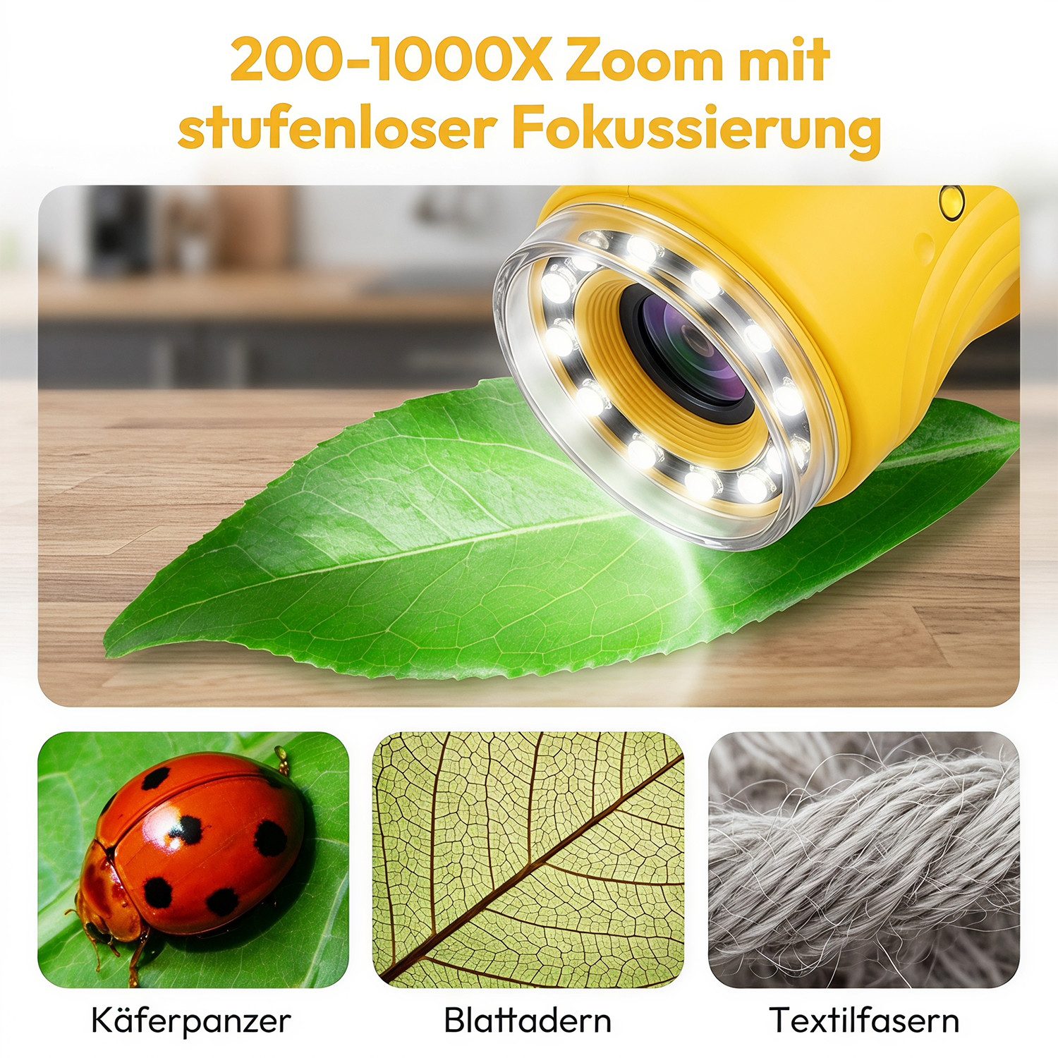 AKKEE 1000X Digitales Mikroskop, Handmikroskop Kindermikroskop – Bild 4 von 5