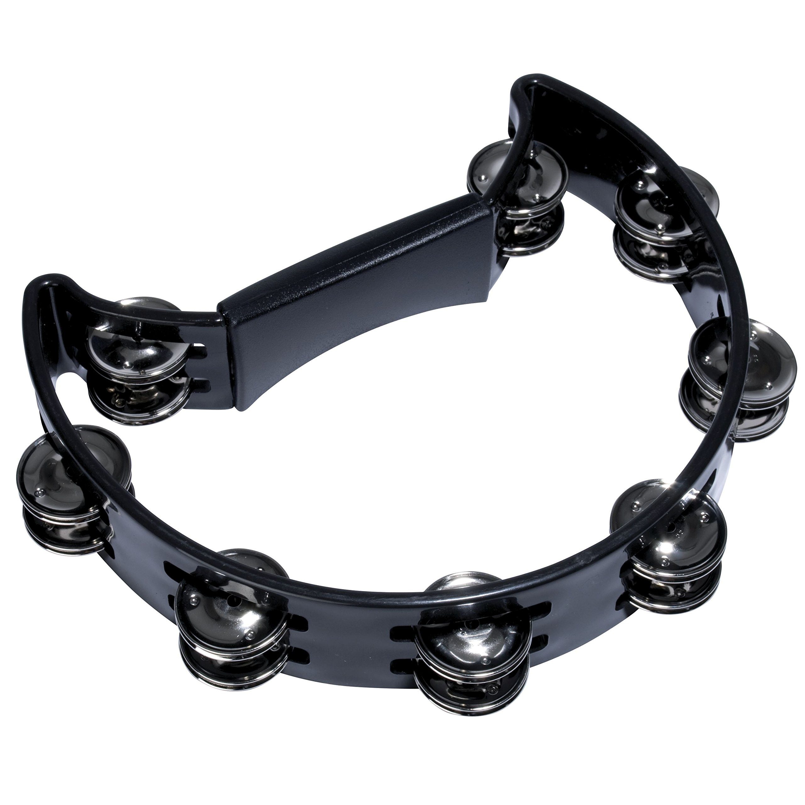 FAME Tambourine,Hand Tambourine Schwarz Doppelreihige Stahl-Schellen Halbmond-Form Kunststoff Einzigartiger Sound Robust Langlebig Ideal für Musikliebhaber und Profis, Percussion, Tambourines, Hand Tambourine, Doppelreihige Schellen, Halbmond-Form