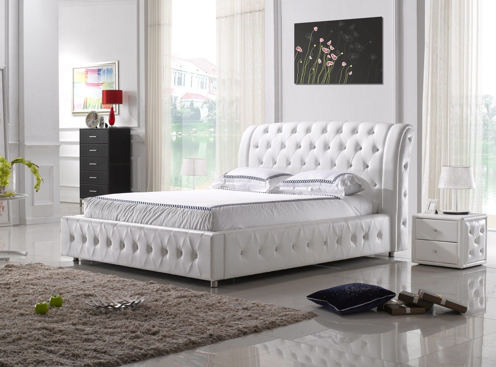 Xlmoebel Polsterbett Ehebett Lederbett Designer Doppelbett Bettgestell S-9270, Made in Europa