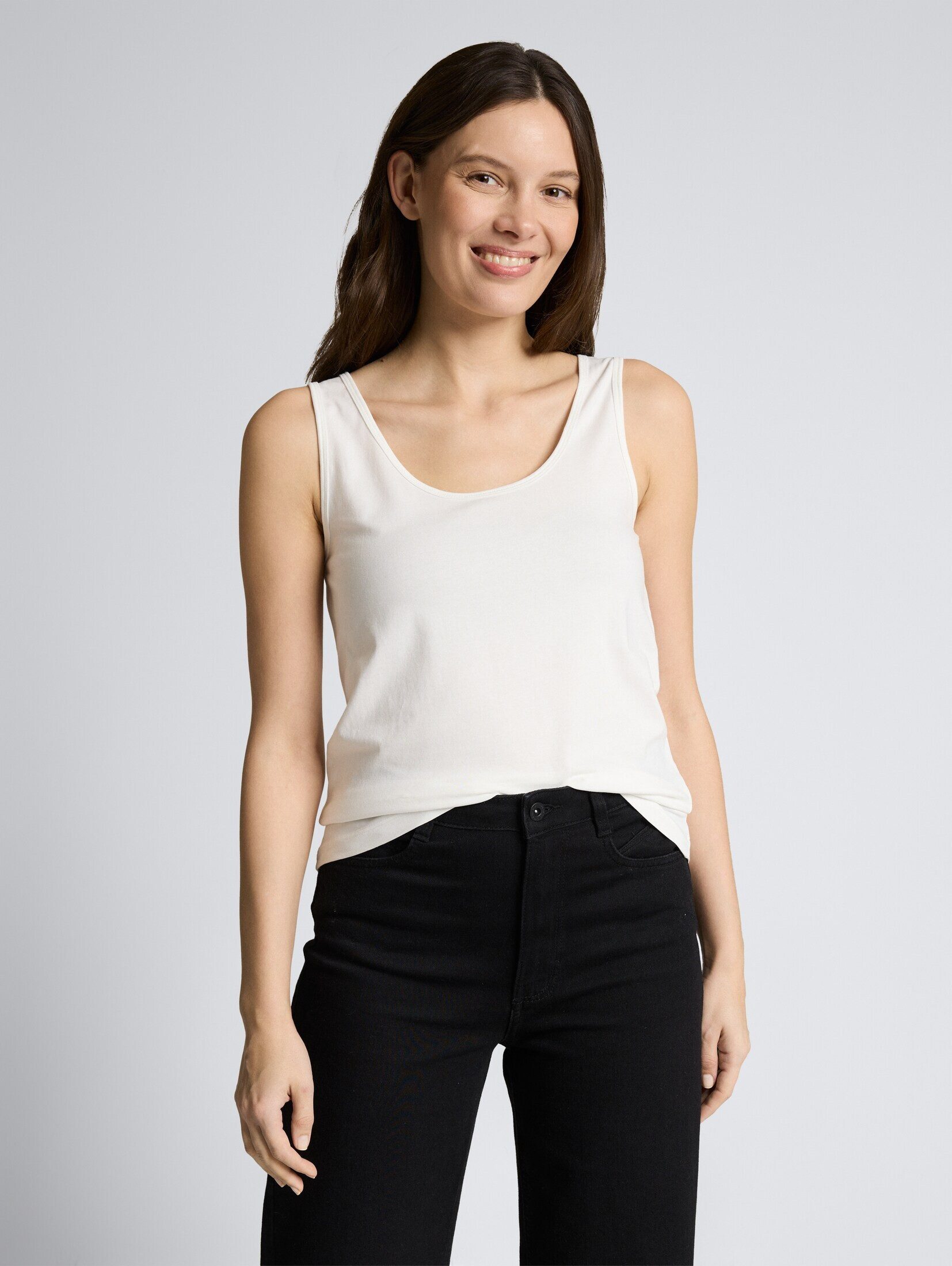 TOM TAILOR Trägertop T-Shirt (im Einserpack) Slim Fit Top mit Rundhalsausschnitt