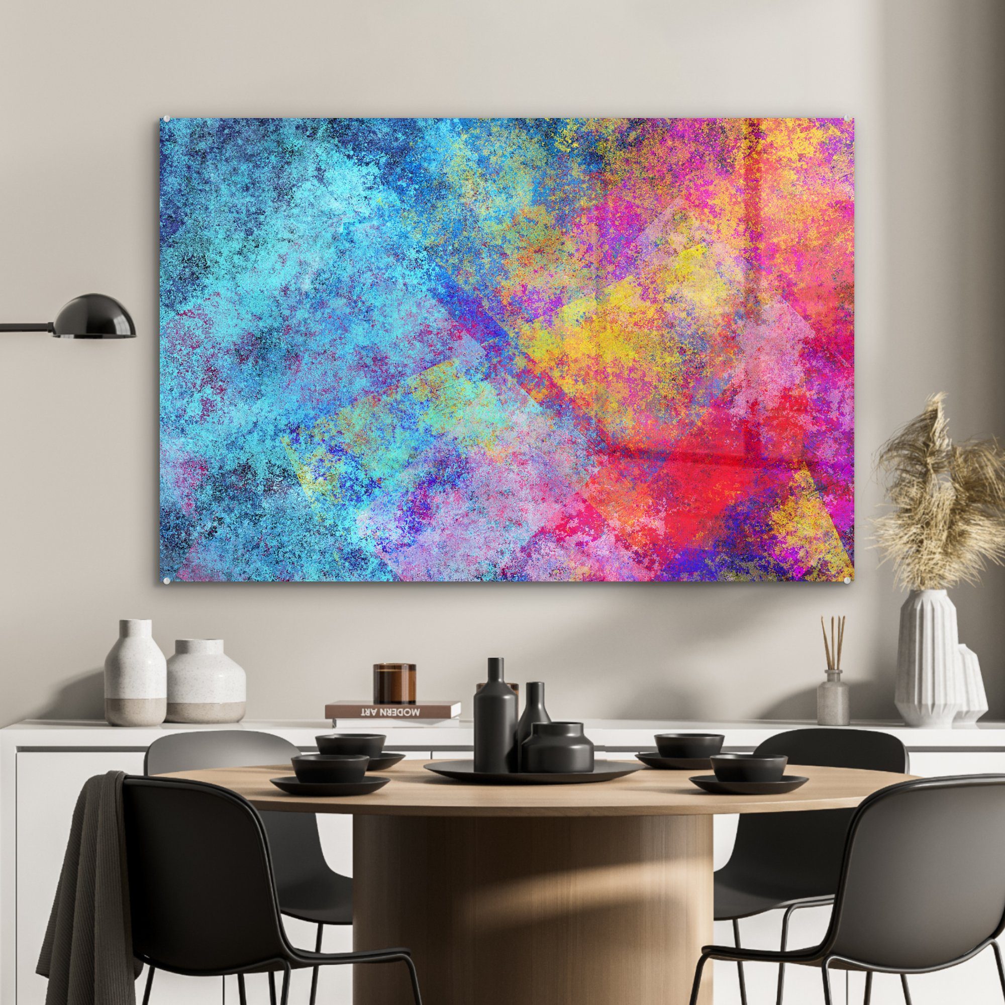 & farbenfrohes Schlafzimmer Wohnzimmer Ölgemälde, St), Acrylglasbild MuchoWow Abstraktes, Acrylglasbilder (1