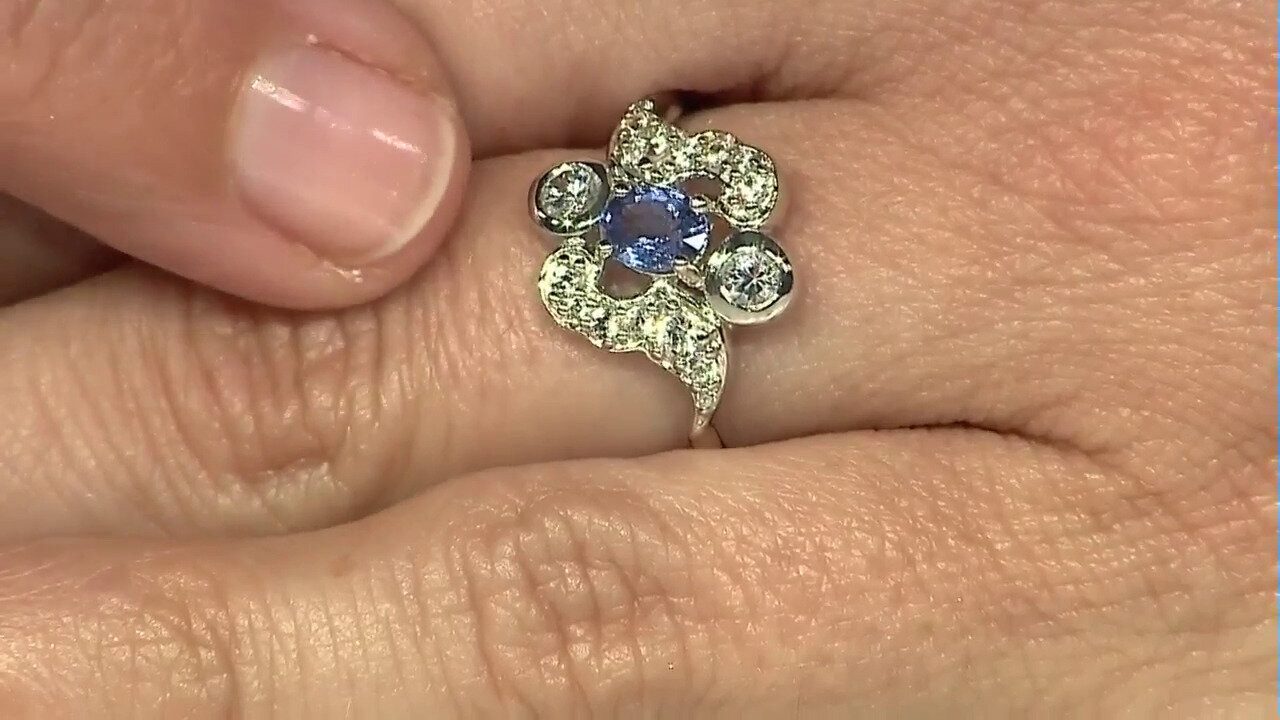 Cavill Silberring Schicker Ceylon-Saphir Platinbeschichteter Silberring, günstig online kaufen