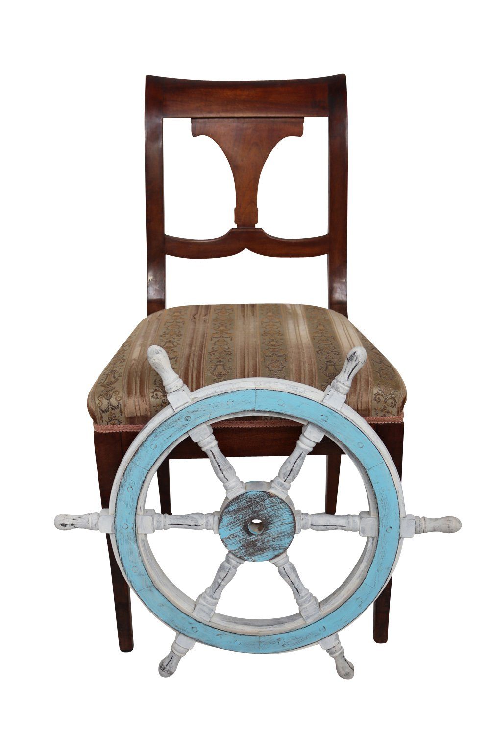 Aubaho Dekoobjekt Steuerrad mit Glocke 40cm Durchmesser Schiffsteuerrad aus  Holz mit Sch
