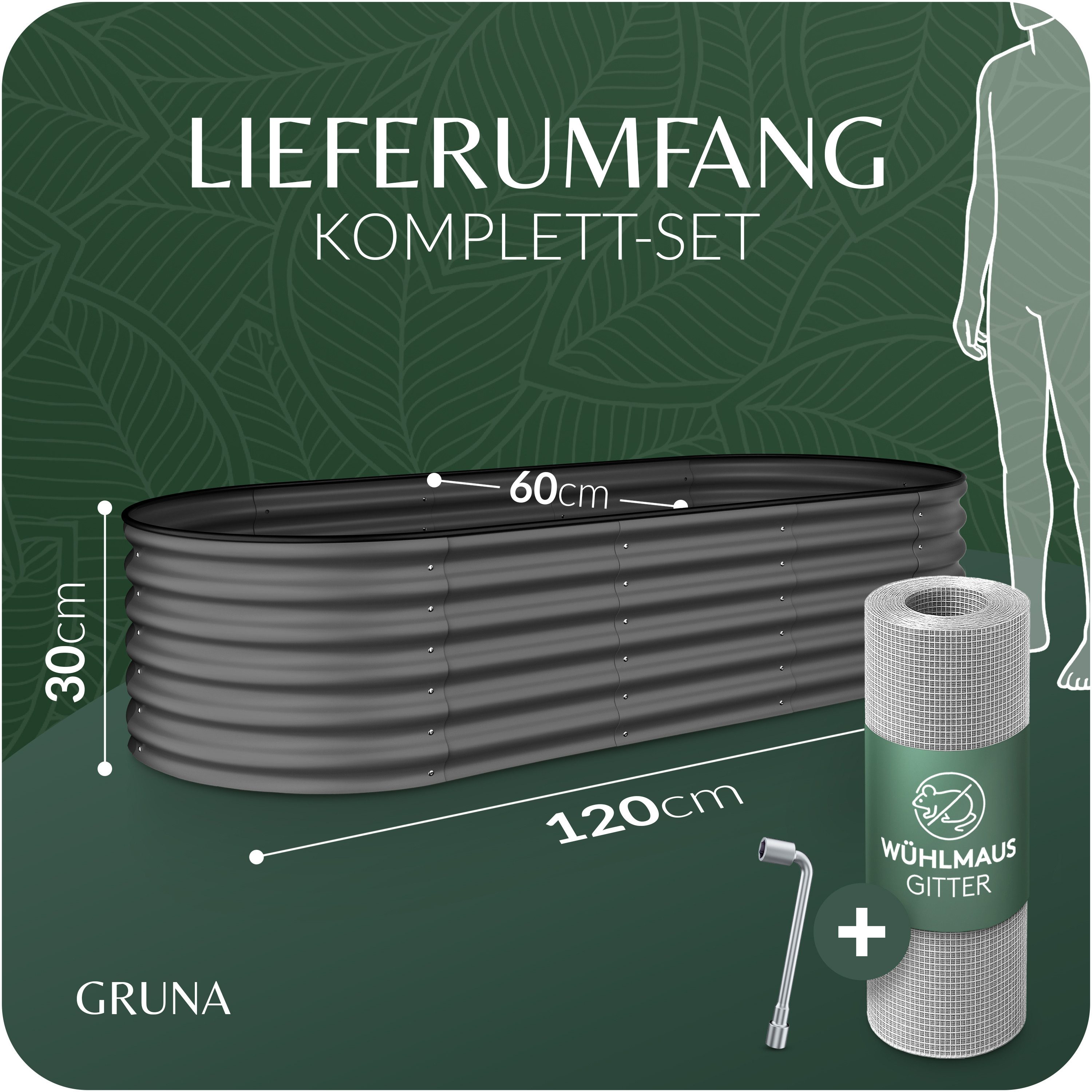 GRUNA Hochbeet GRUNA - Hochbeet Metall I 6 in 1 Modular Hochbeete-Kit