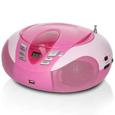 Lenco SCD-37 USB Pink UKW-Radio (FM, 3 W, USB- & AUX-Eingang, flexibel mit Strom- oder Batteriebetrieb in Pink)