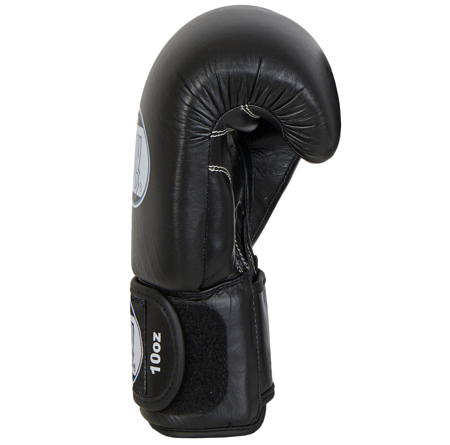 BAY-Sports Boxhandschuhe KO Fighter Leder Box-Handschuhe schwarz 10-16 UZ Kickboxen Thaiboxen (Paar), Hochwertiges Rinder Leder speziell für die hohe Belastung gefertigt
