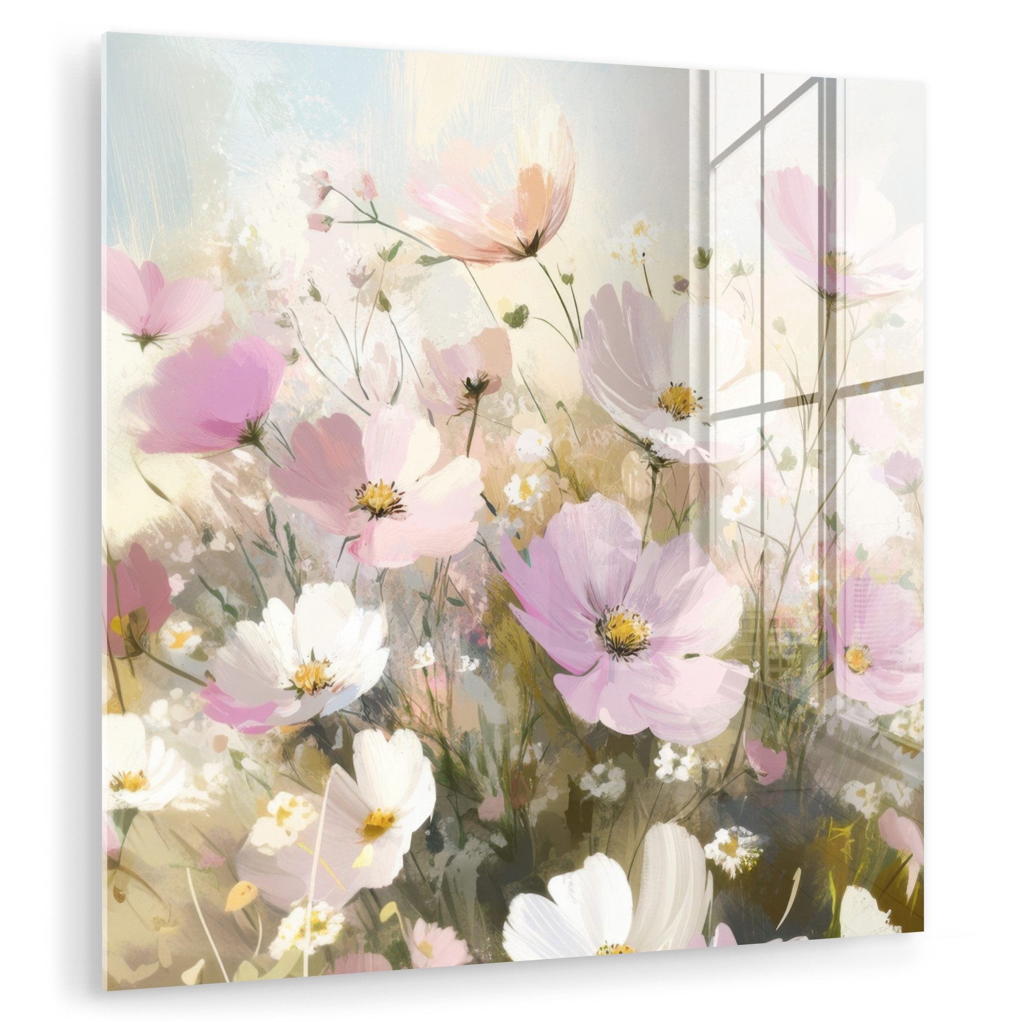 MuchoWow Acrylglasbild Blumenfeld - Helle Farbtöne günstig online kaufen