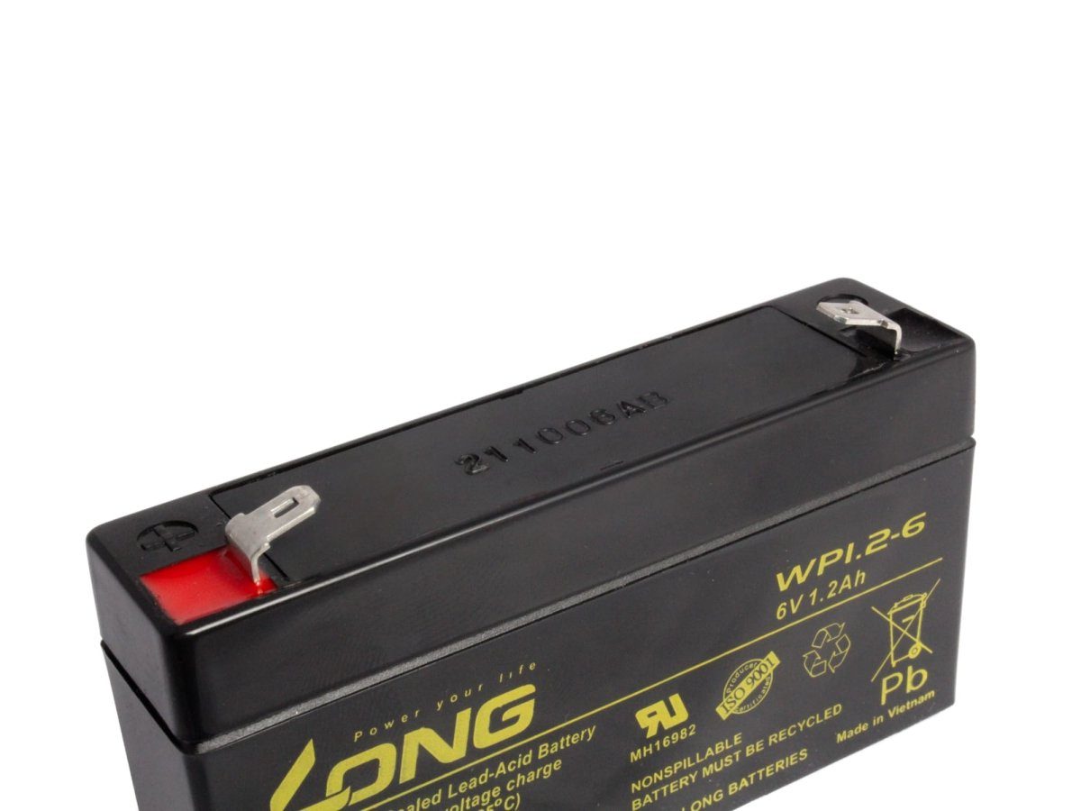 Kung Long 1,2Ah 6V Bleiakkus ersetzt wartungsfrei LC-R061R3P Batterie AGM